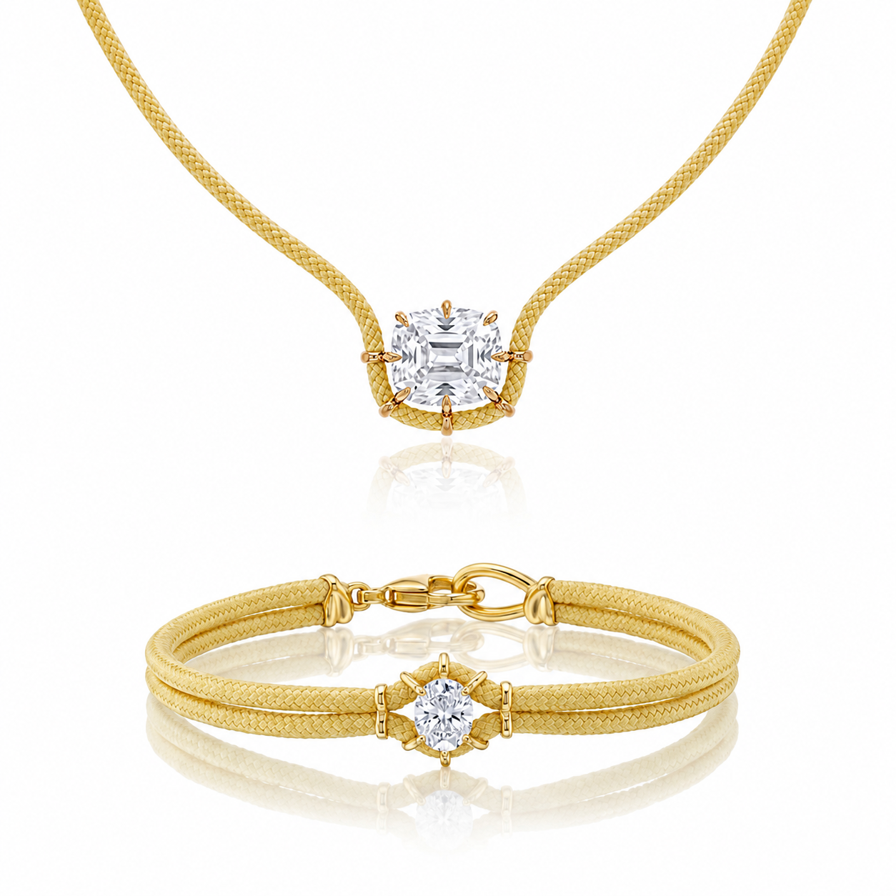 Pastel Solitaire Cord Necklace & Bracelet