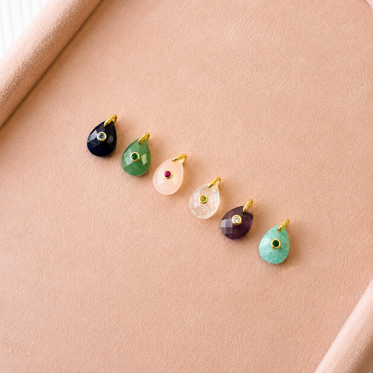Luna Round Natural Stone Charm