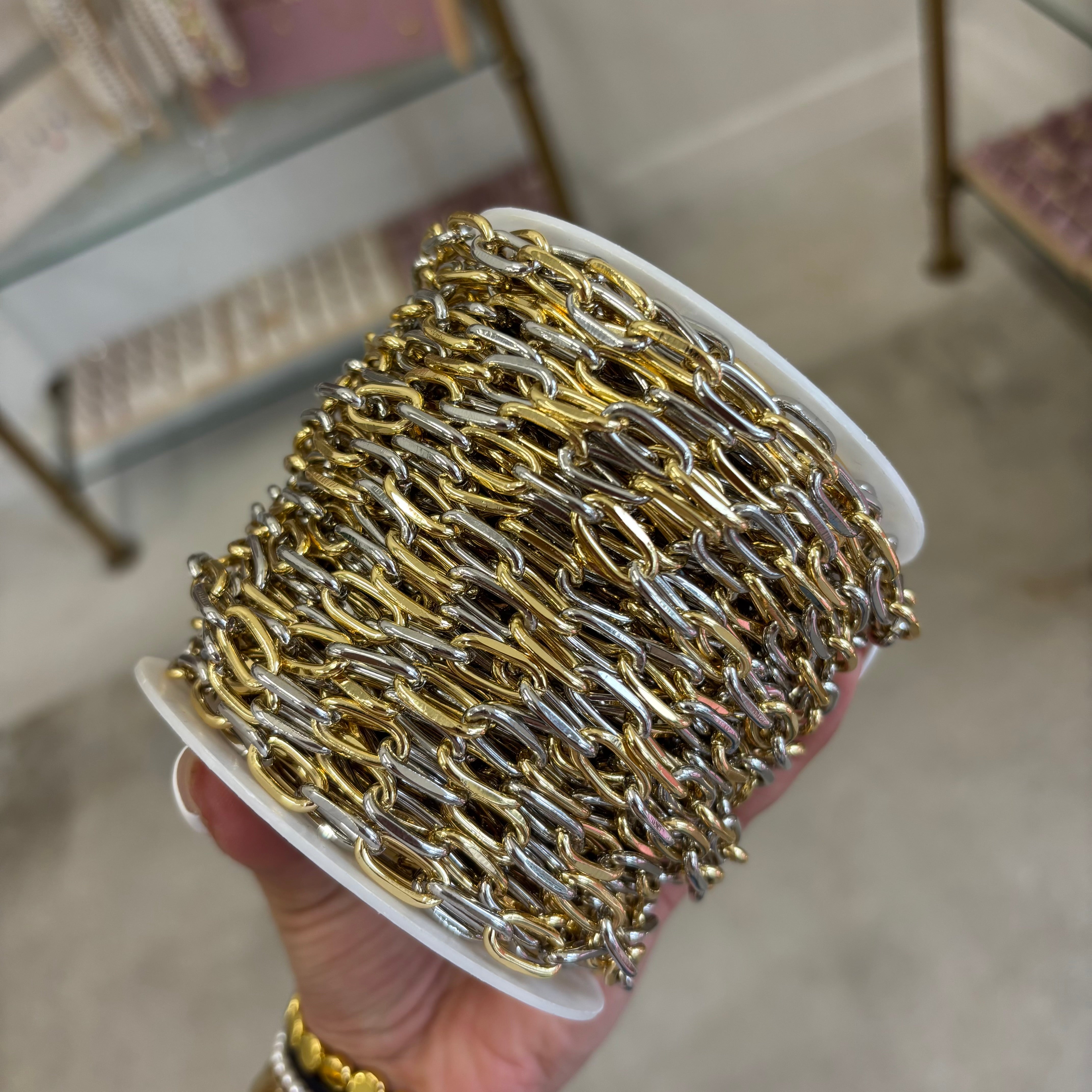 Two Tone Paper Clip Chain