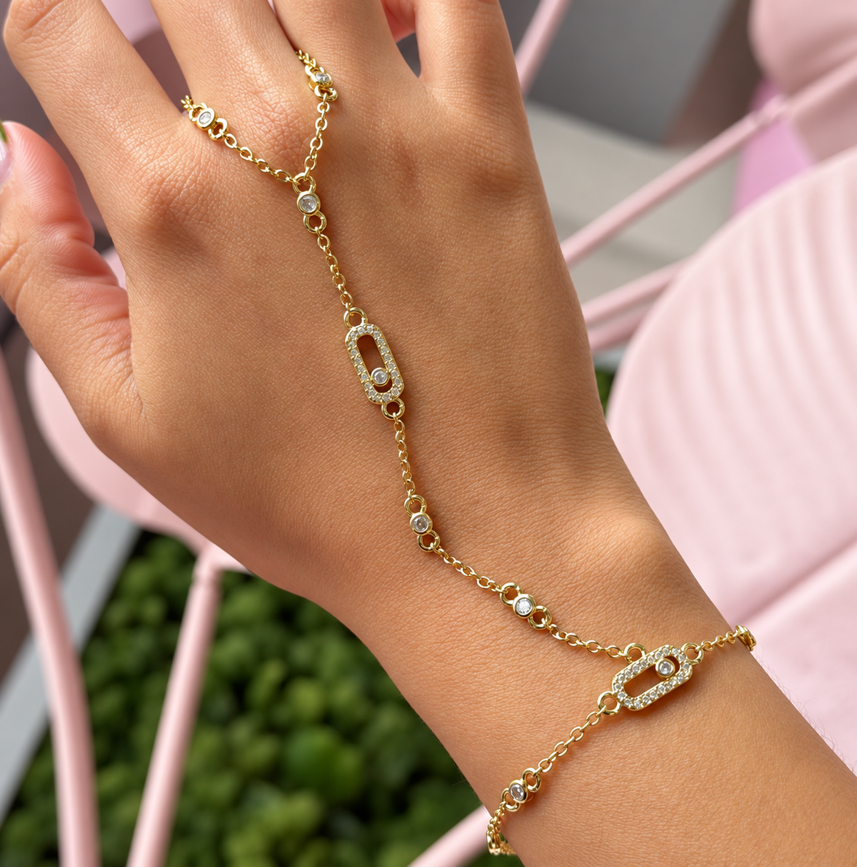 Dainty Crystal Drop Hand Chain
