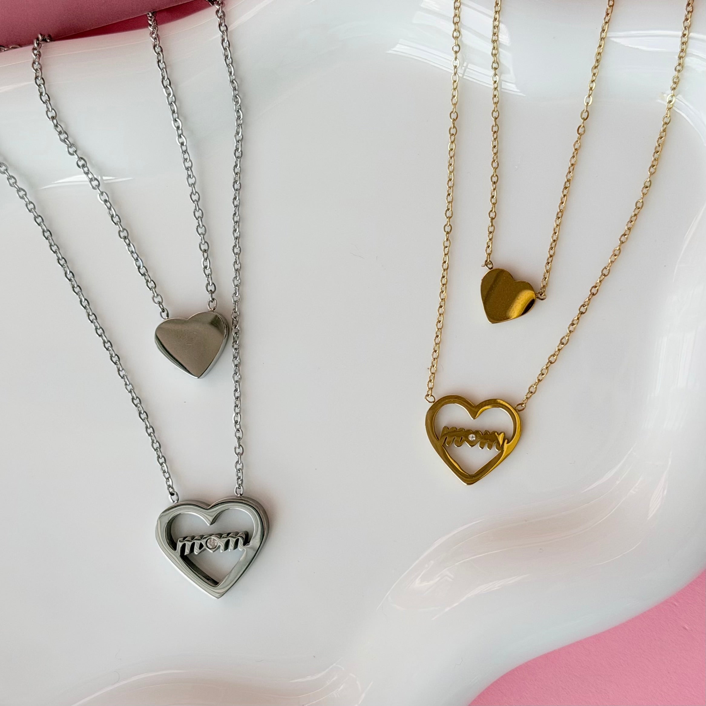 Mom Double Heart Necklace