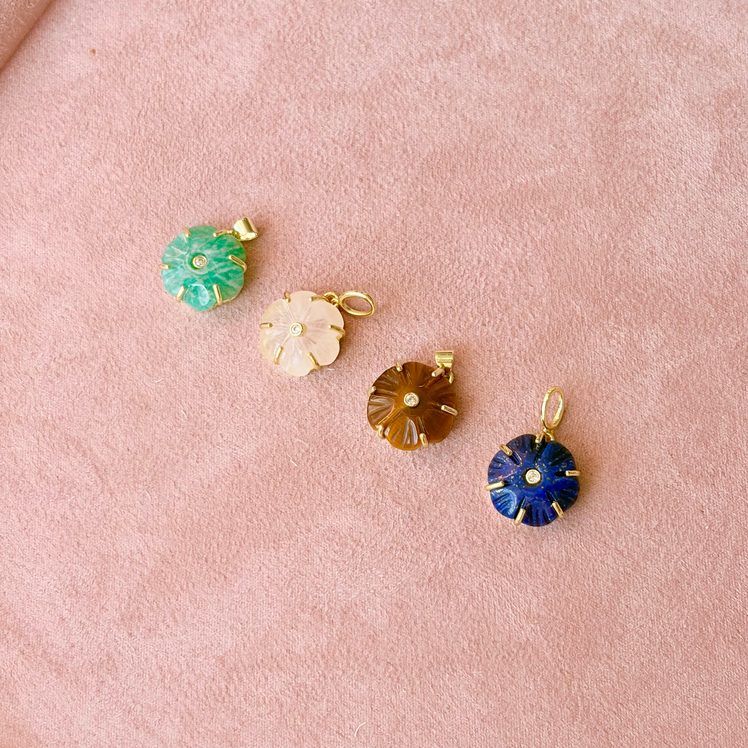 Natural Stone Flower Charm