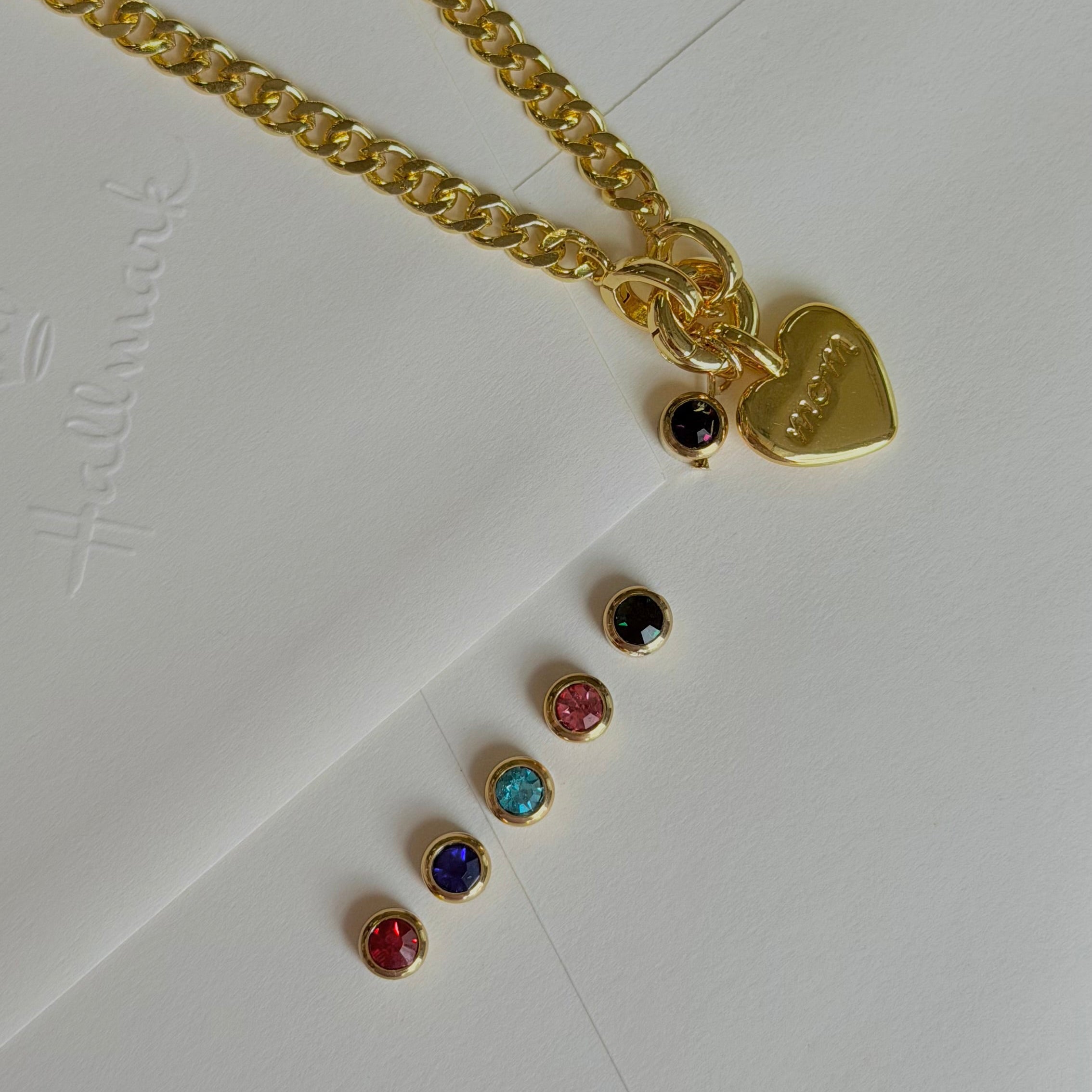 Mom Birthstone Heart Necklace