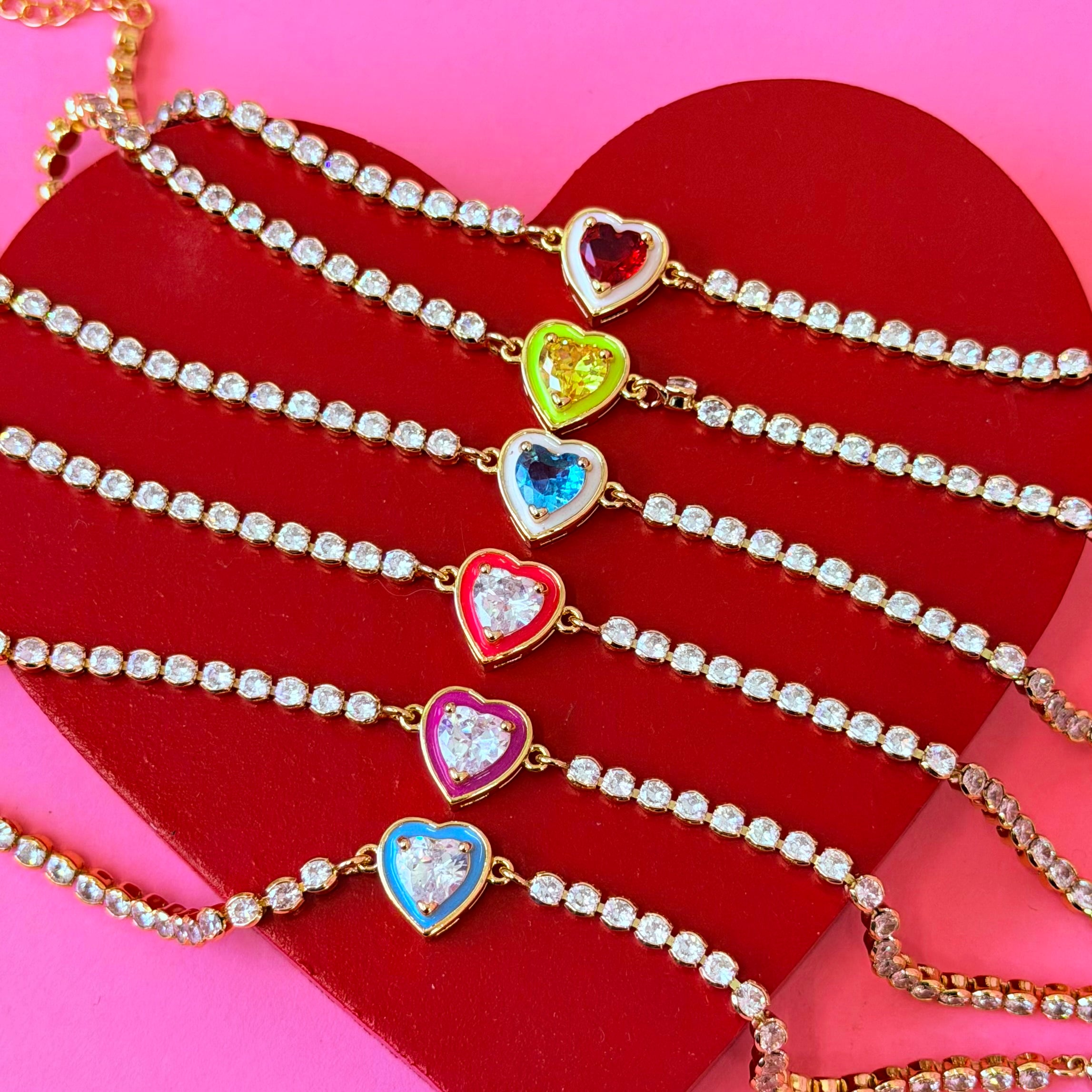 Enamel Crystal Hearts Bracelet