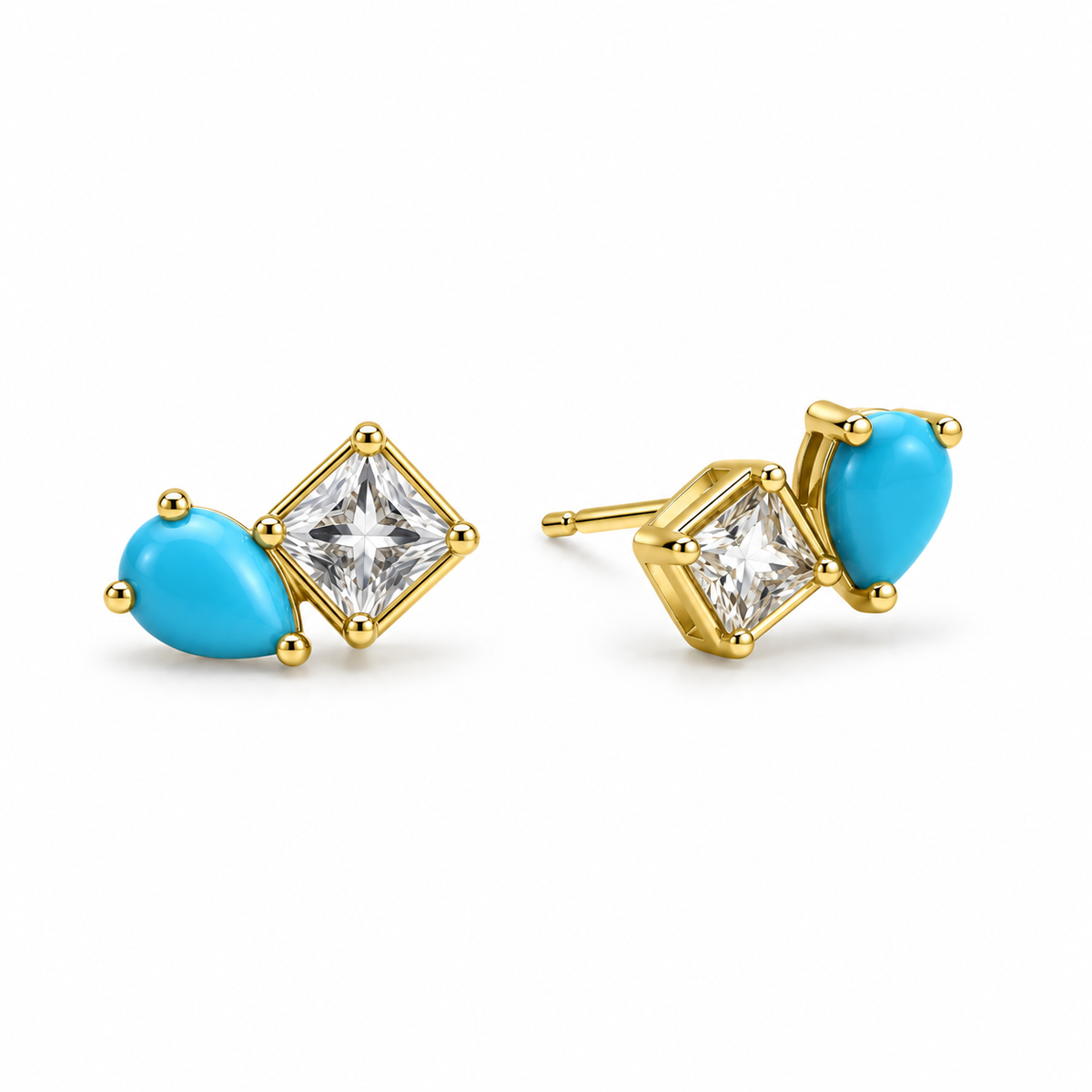 Color Duo Crystal Stud Earrings
