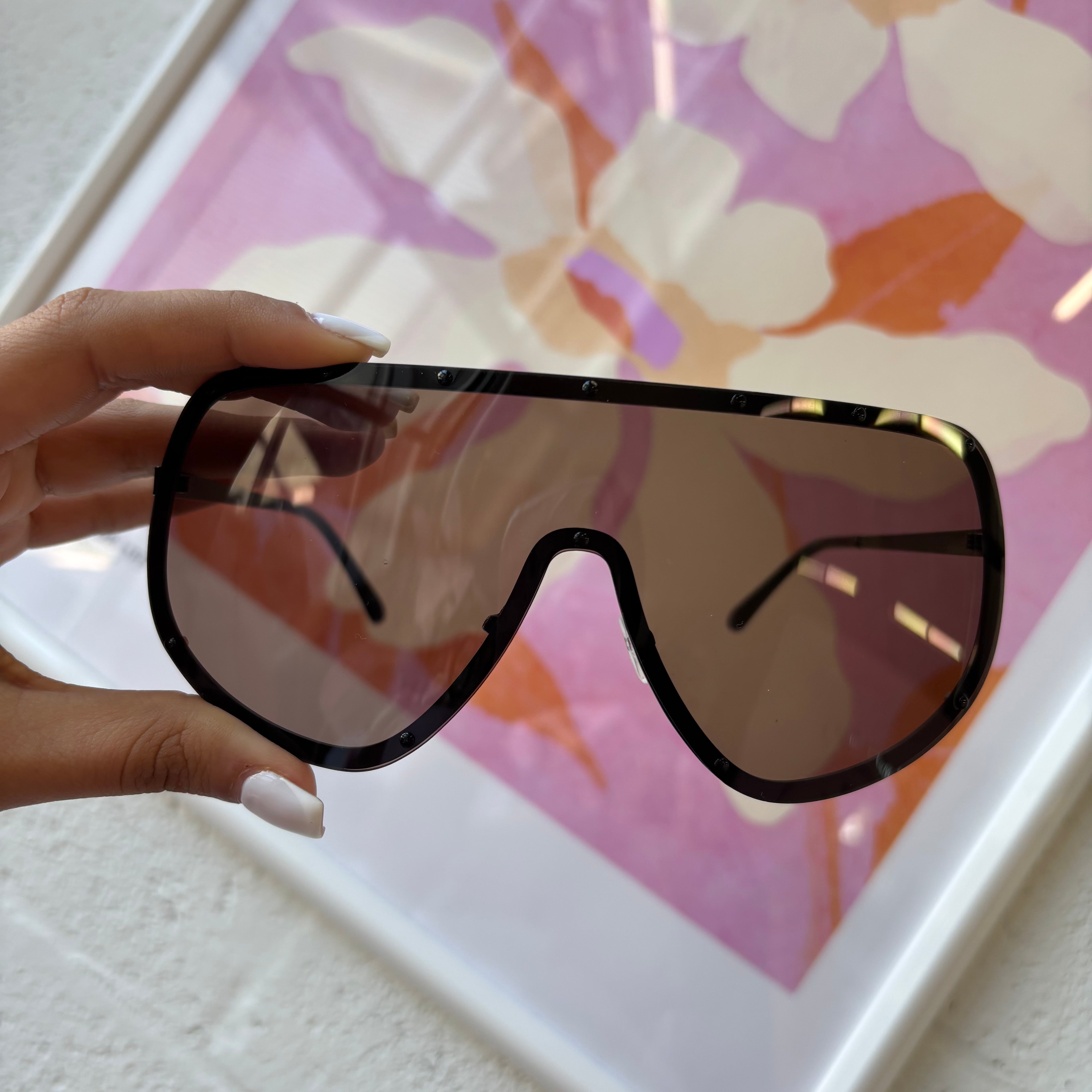 Black Luxe Shield Sunglasses