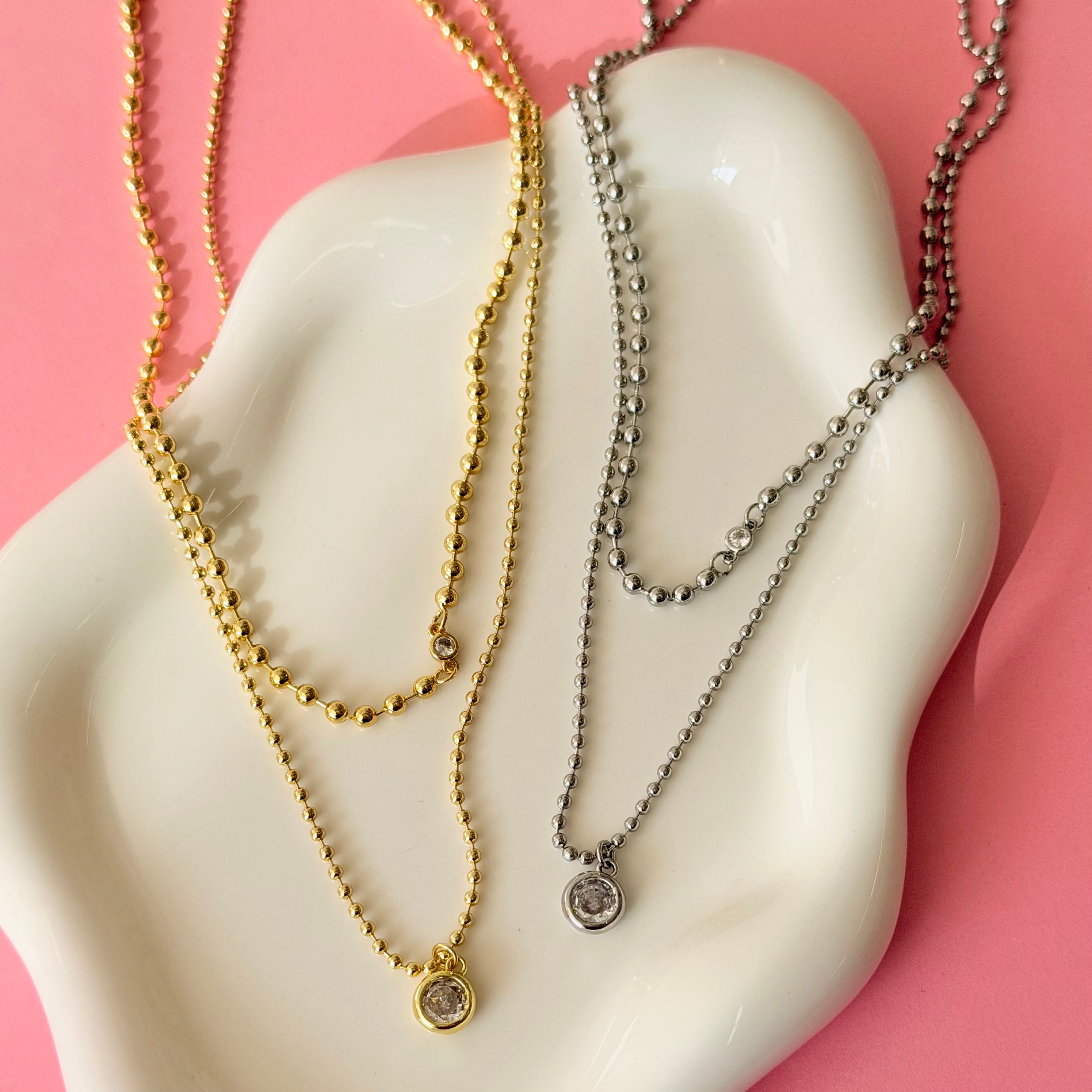 Golden Double Layer Drop Necklace