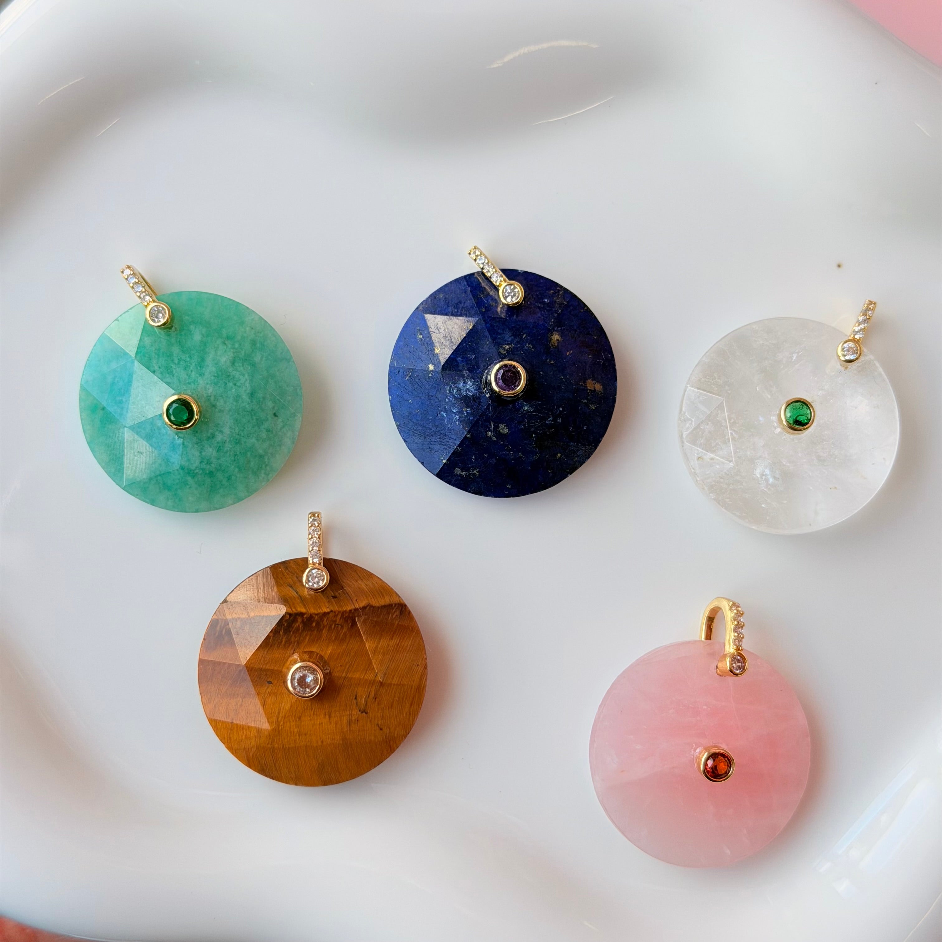 Natural Stone Disc Charm