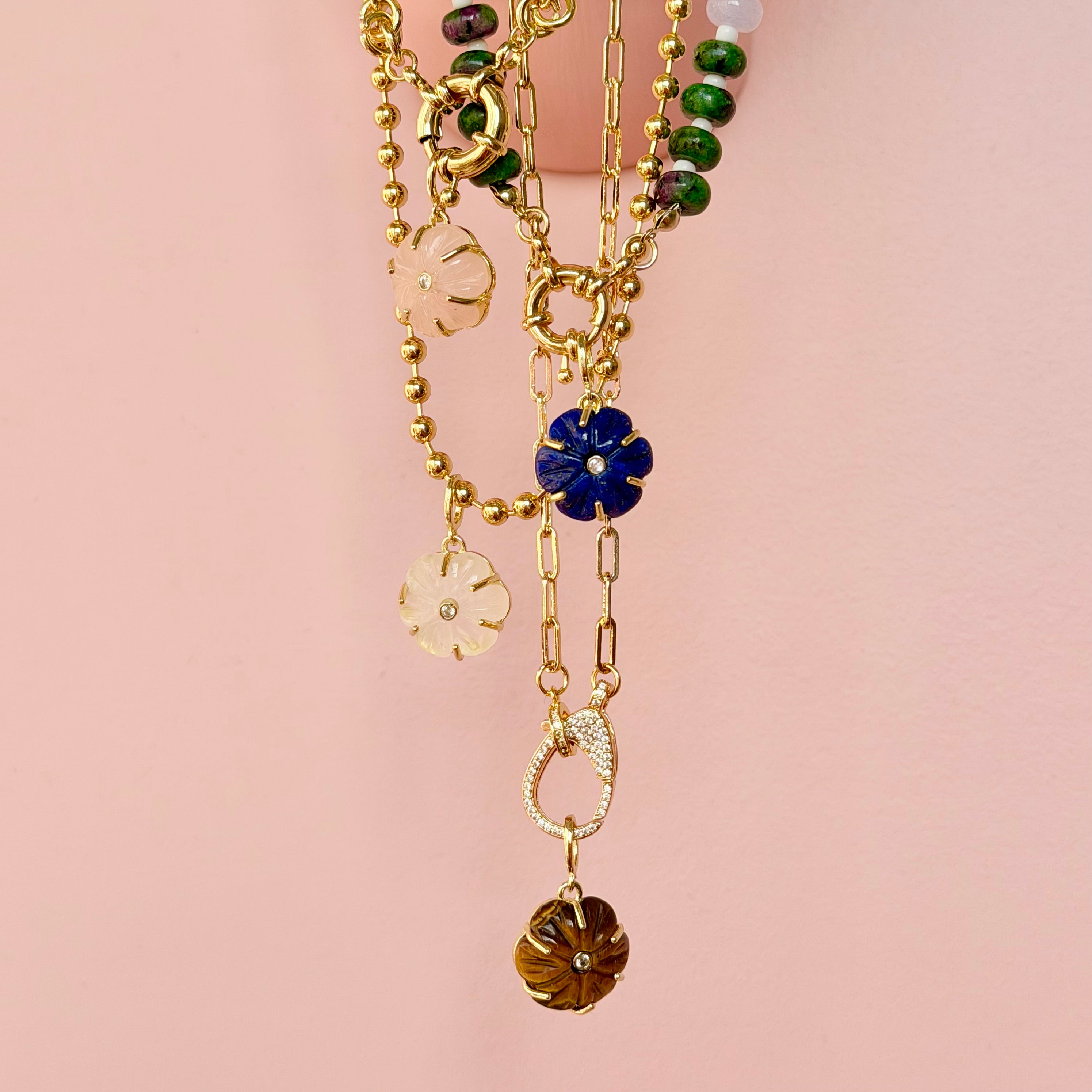 Natural Stone Flower Charm