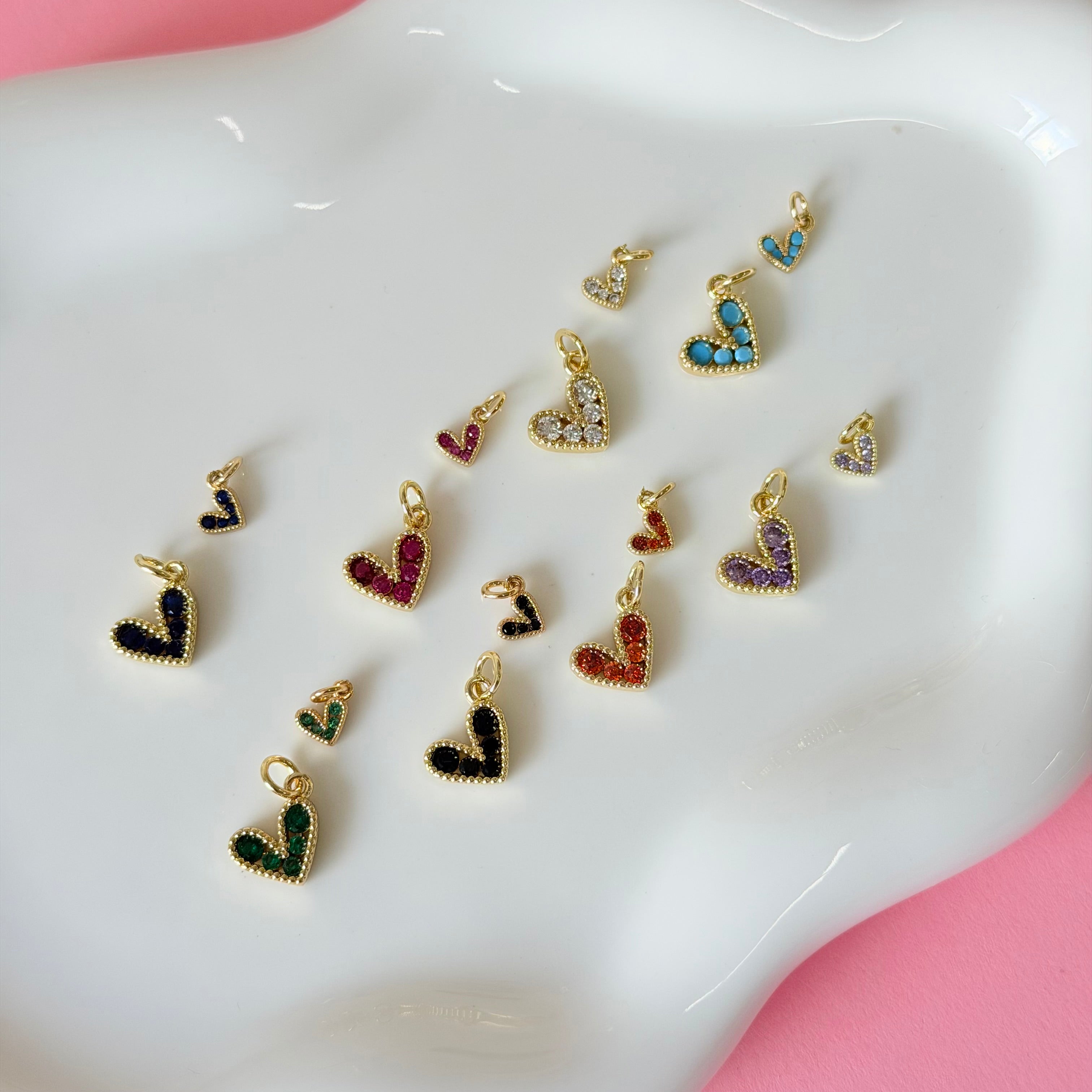 Little Crystal Hearts Charms