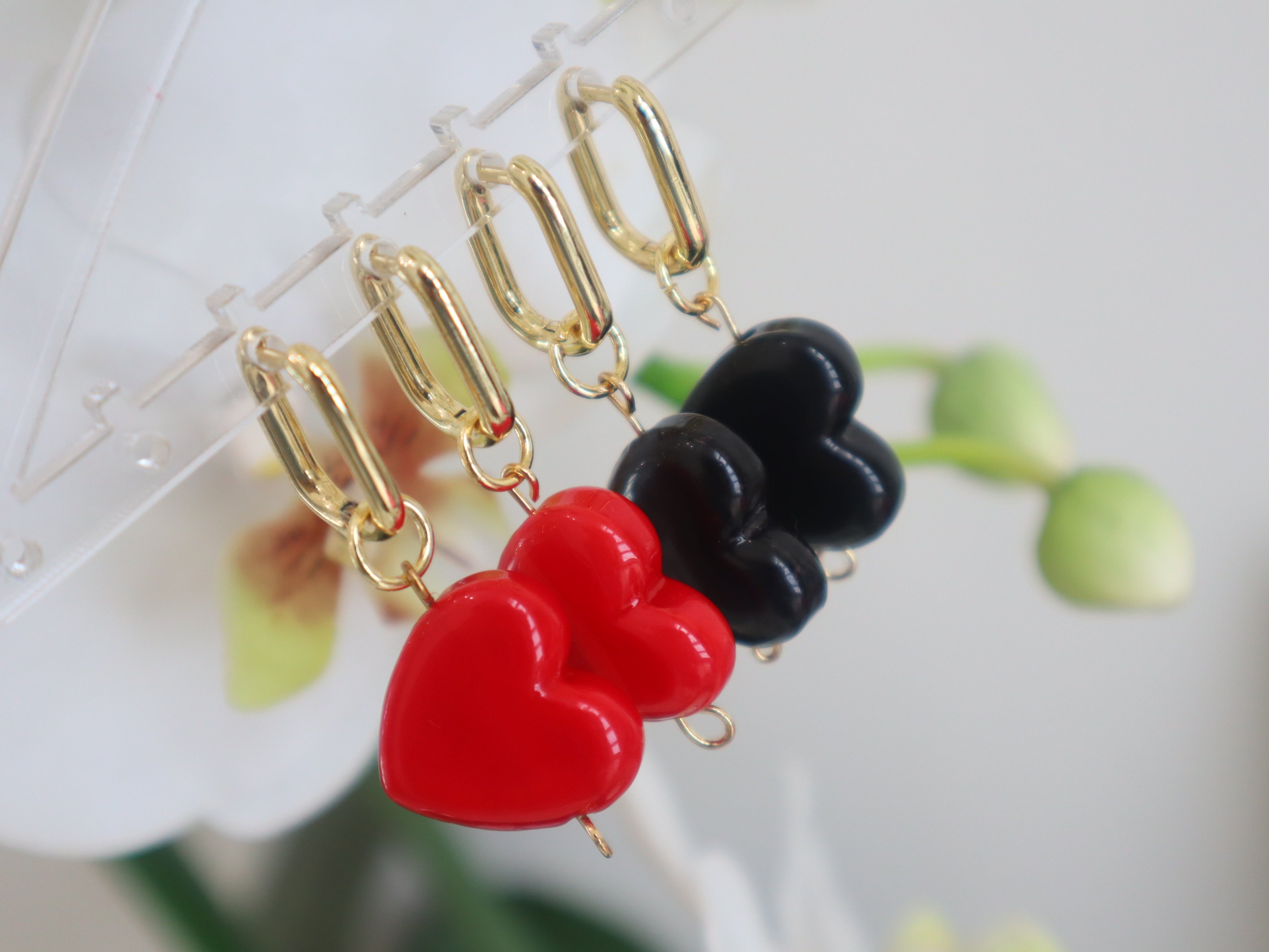 Chunky Stone Heart Hoop