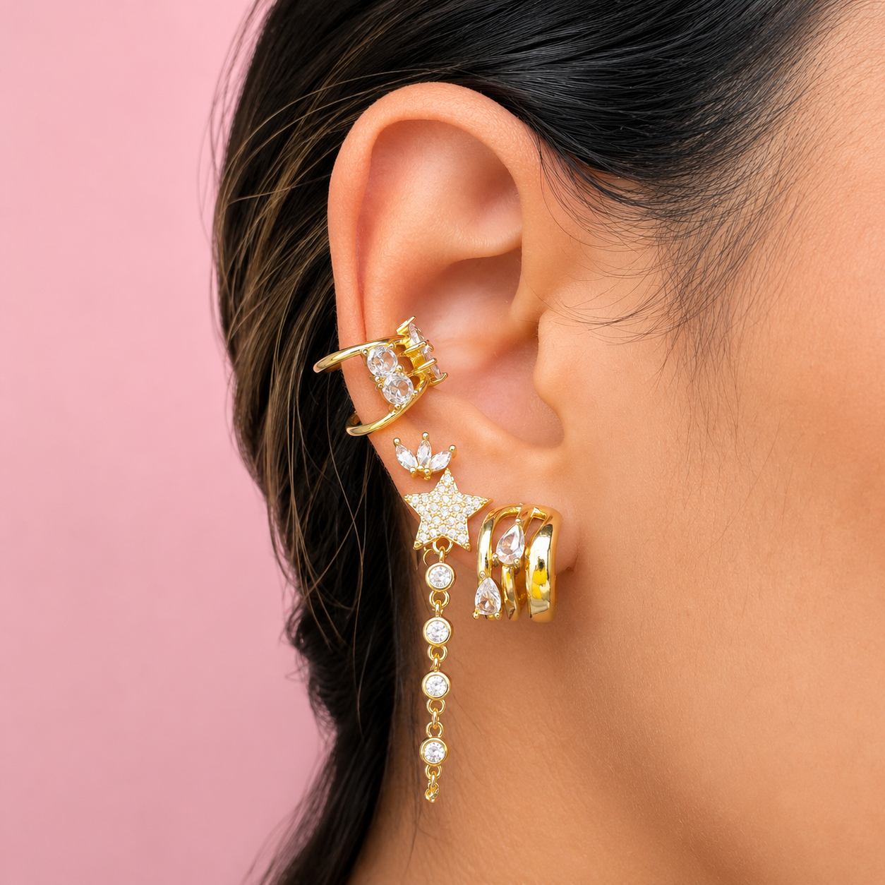 Luna Trio Huggie Earrings