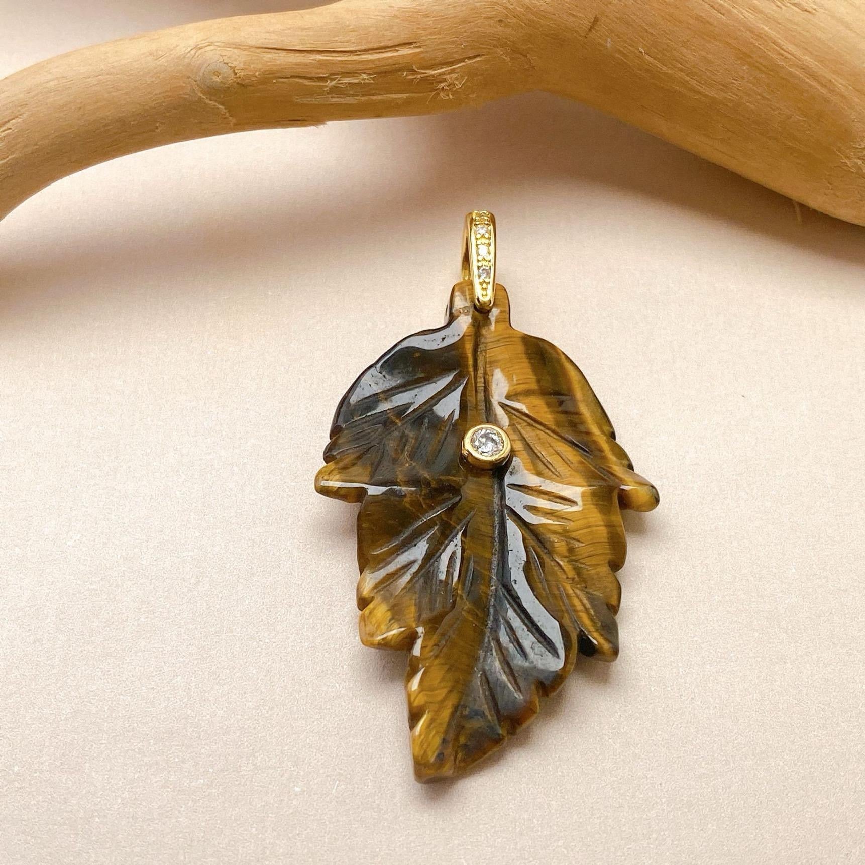 Leaf Natural Gemstone Charm