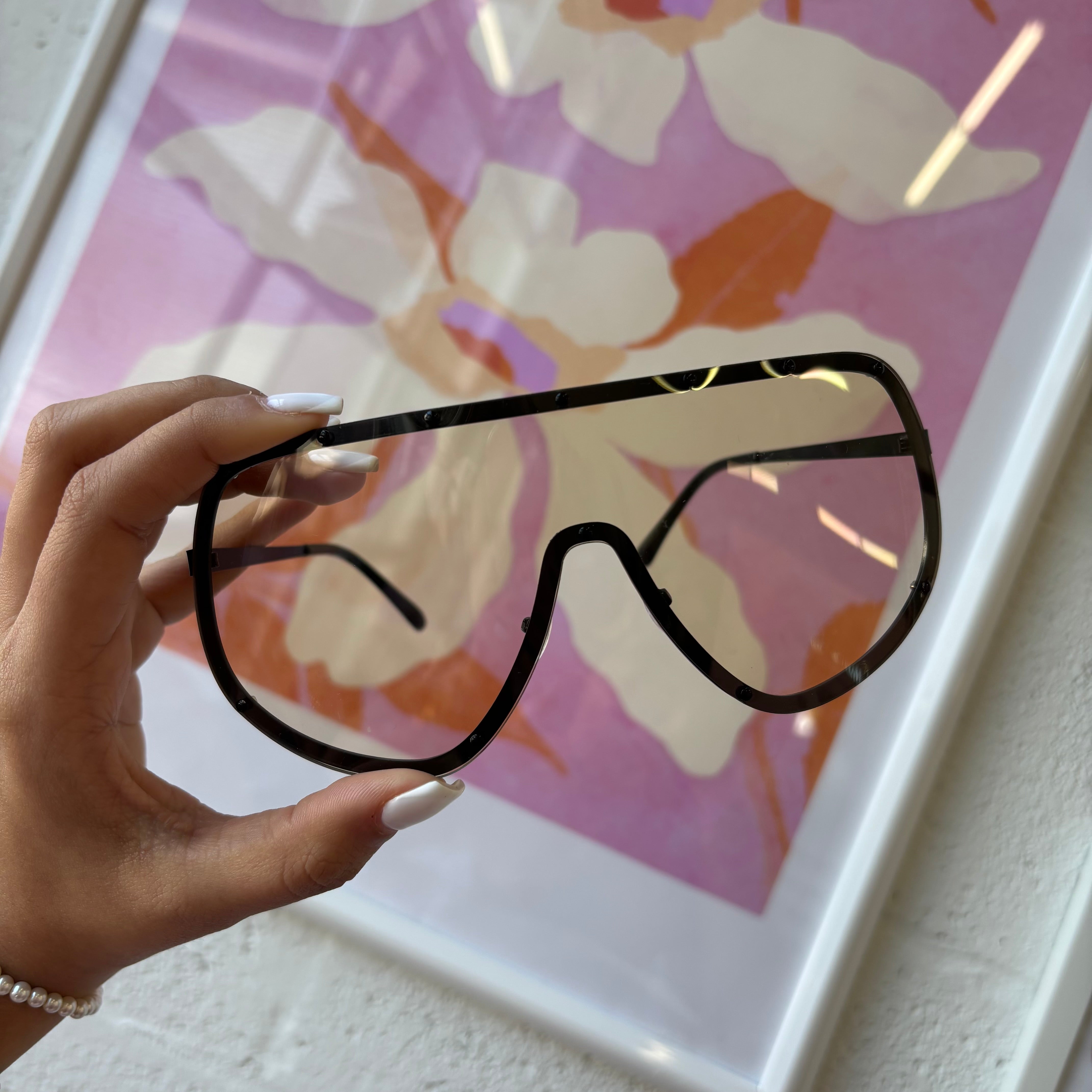 Black Luxe Shield Sunglasses