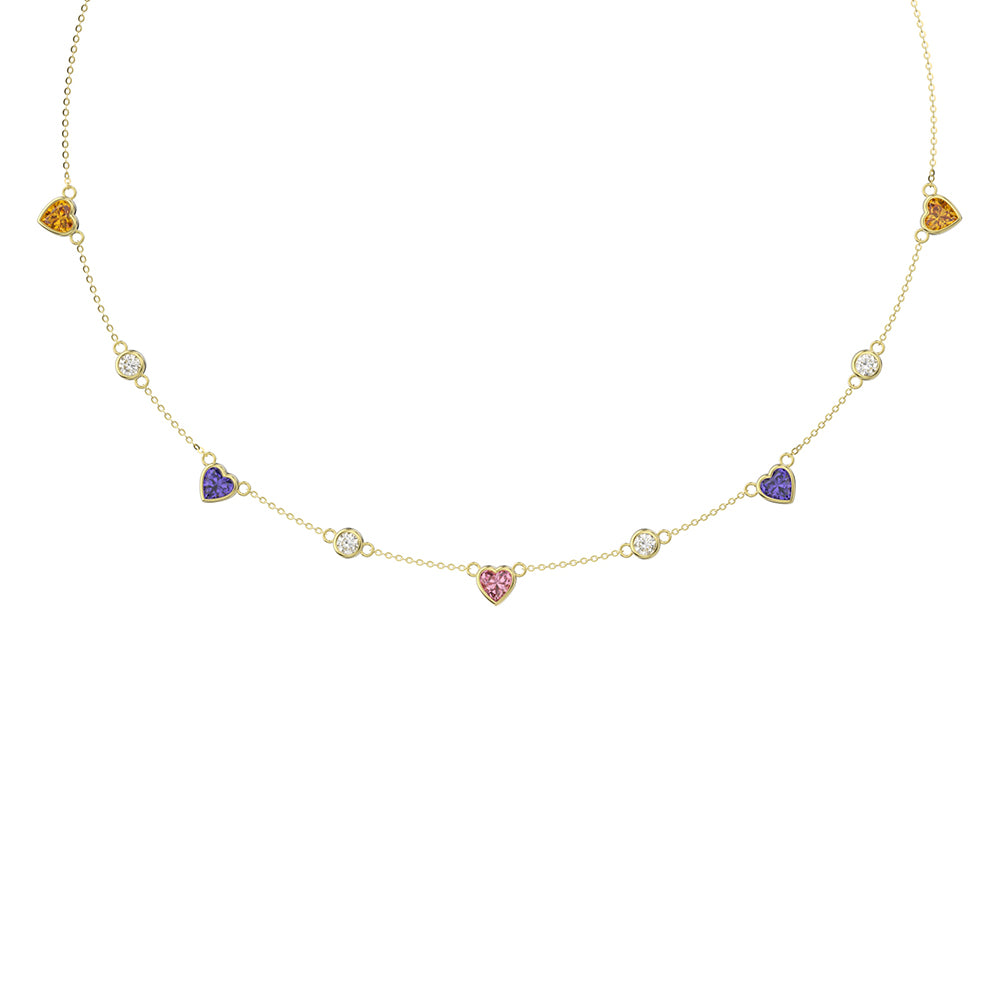 Crystal Color Hearts Necklace