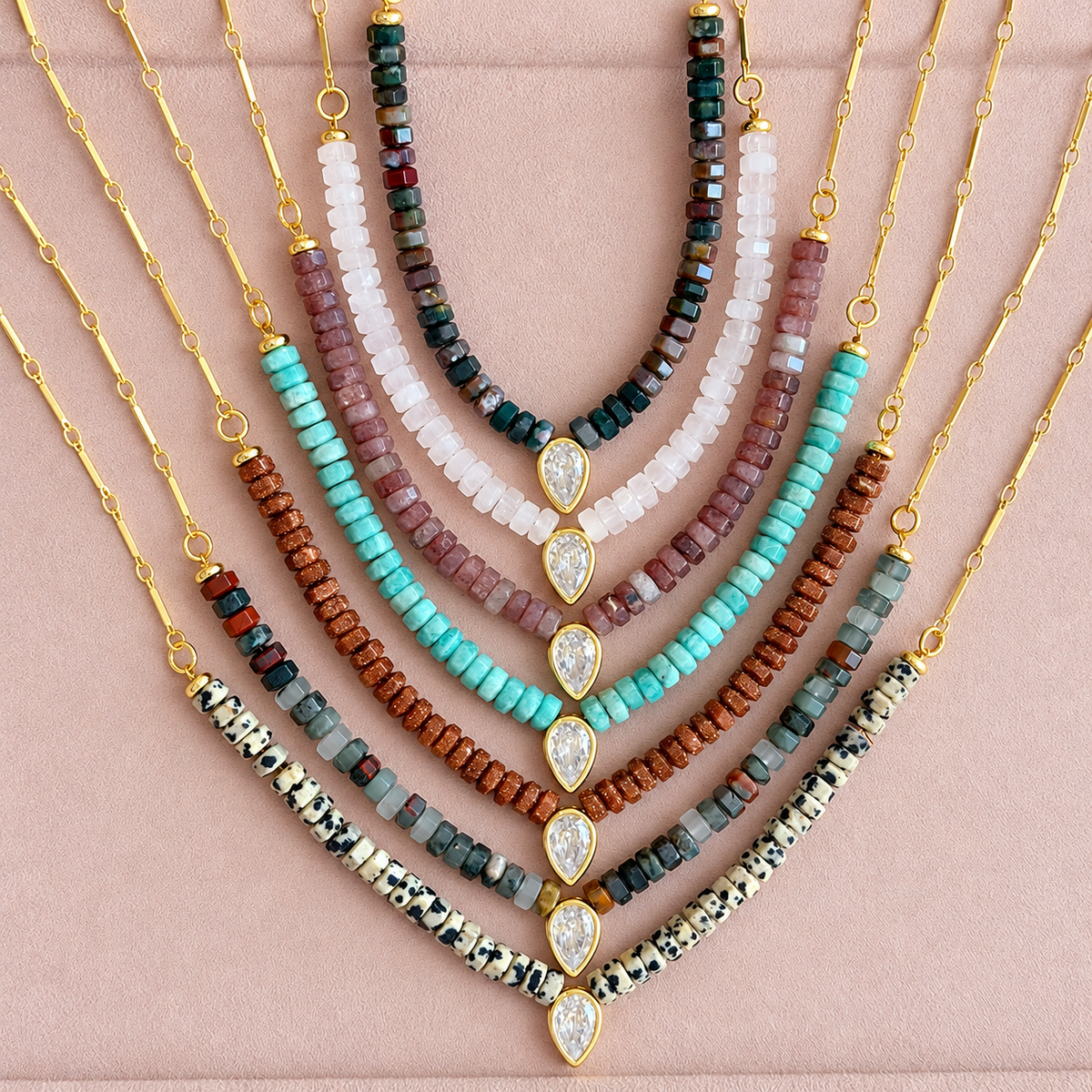 Coastal Drop Natural Stone Necklace