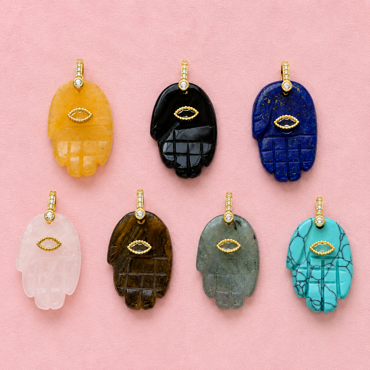 Lucky Hand Gemstone Charm