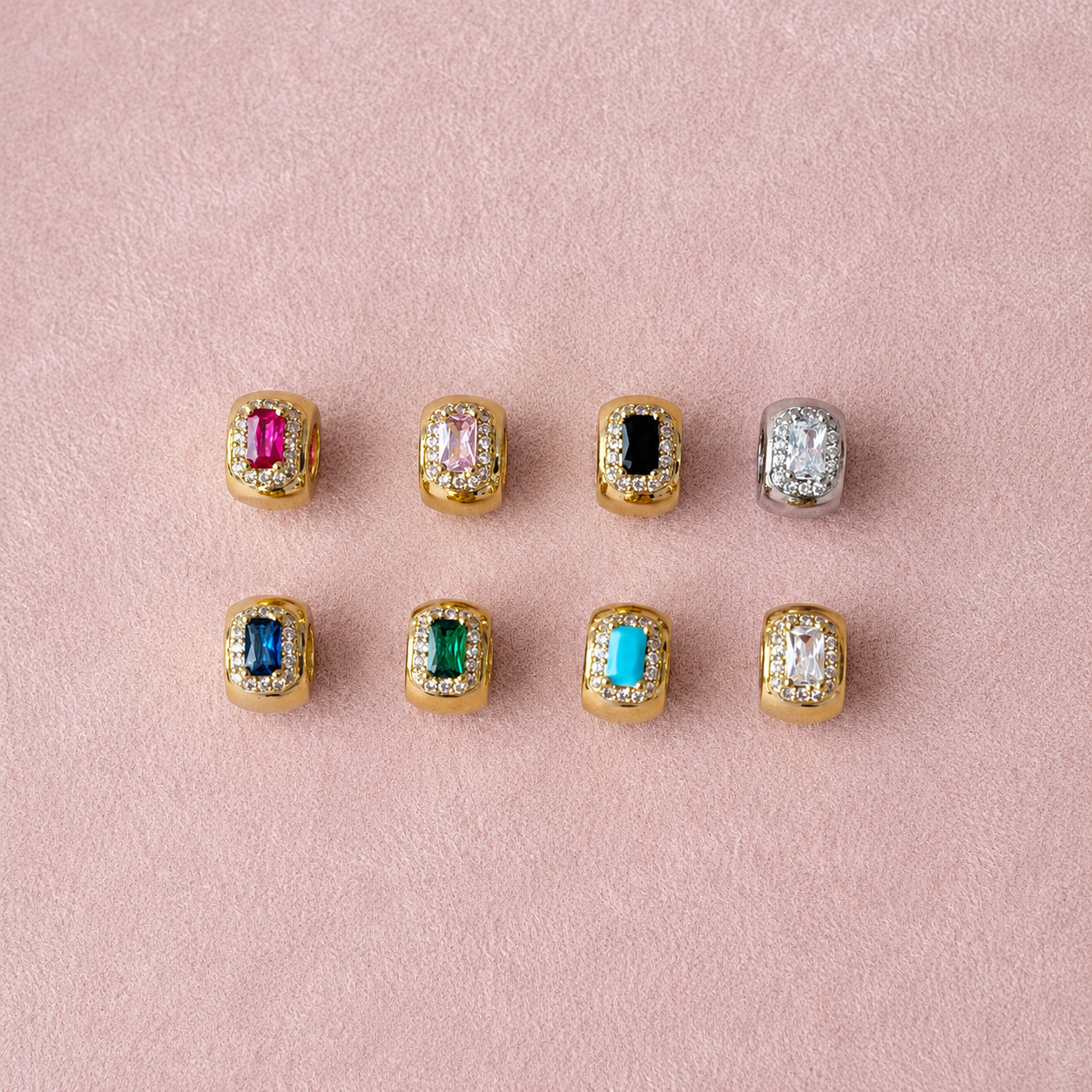 Baguette Zirconium Frame Spacers Charm