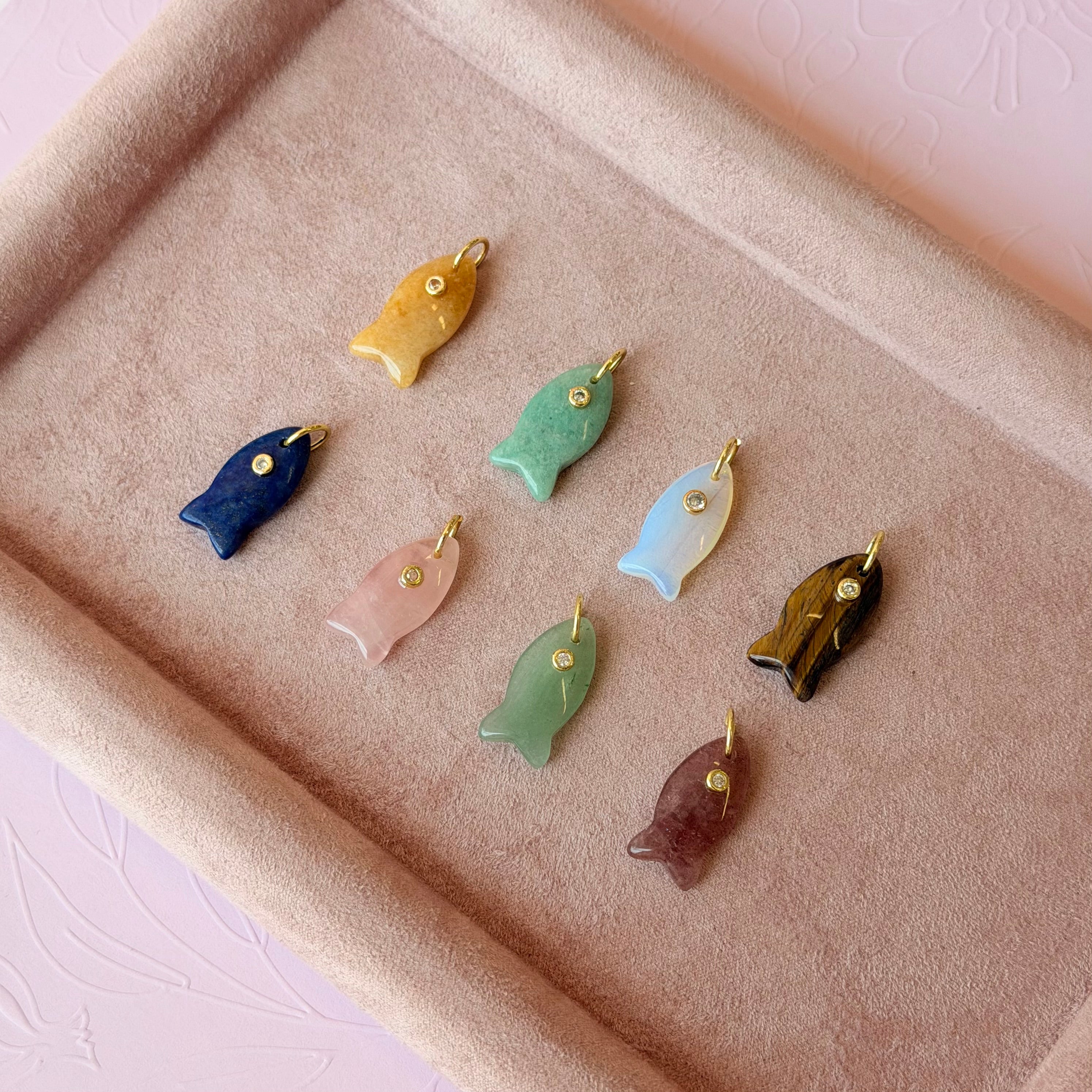 Little Fish Gem Stone Charms