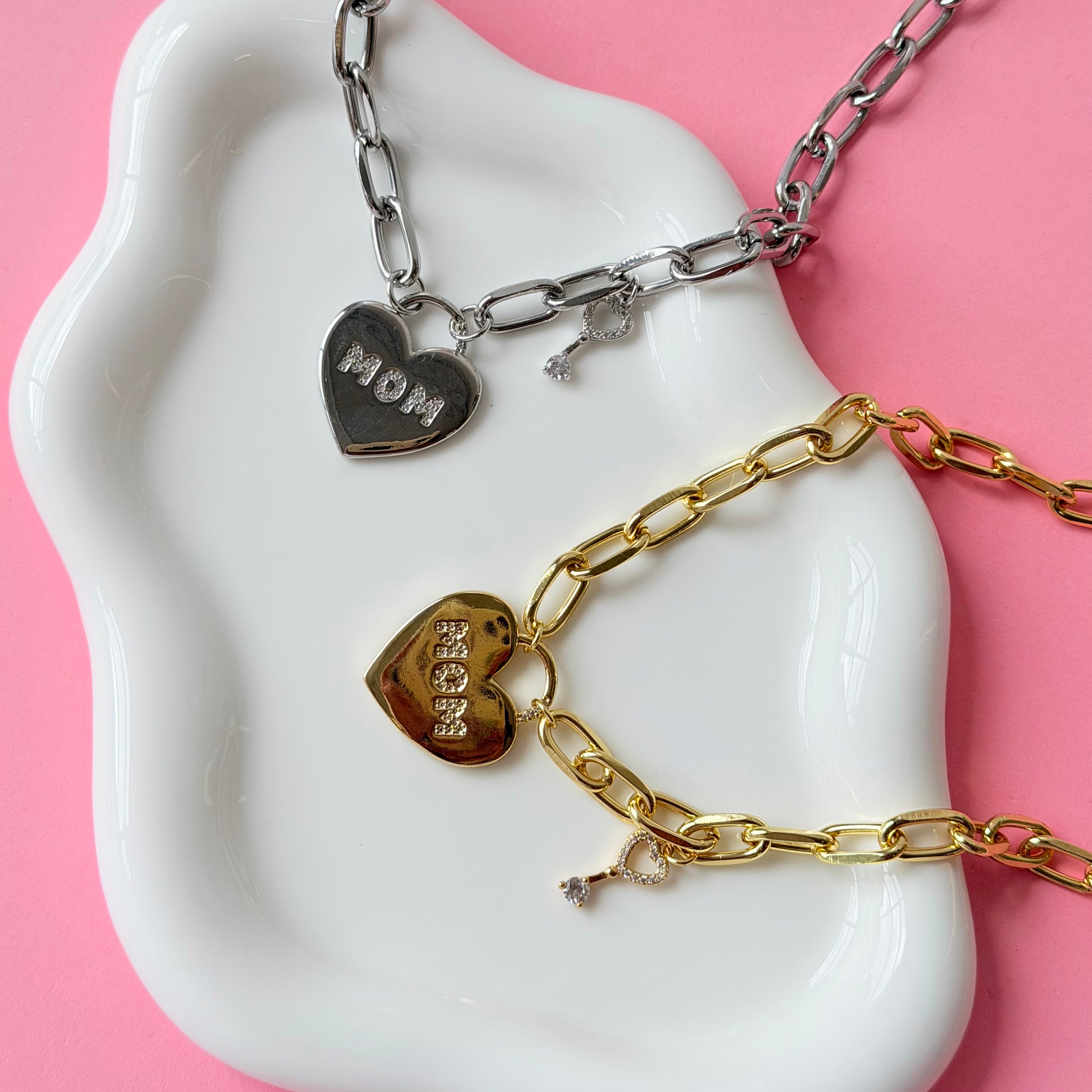 Mom Heart Lock Necklace