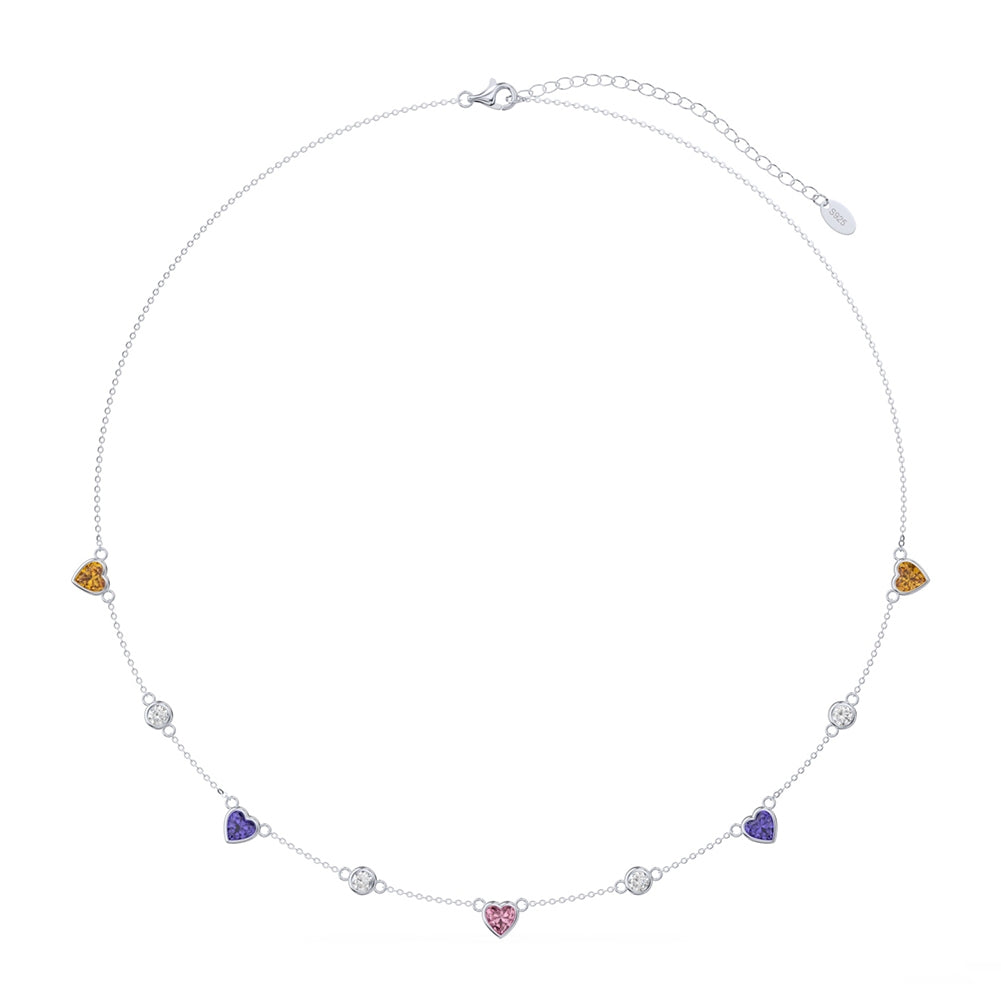 Crystal Color Hearts Necklace