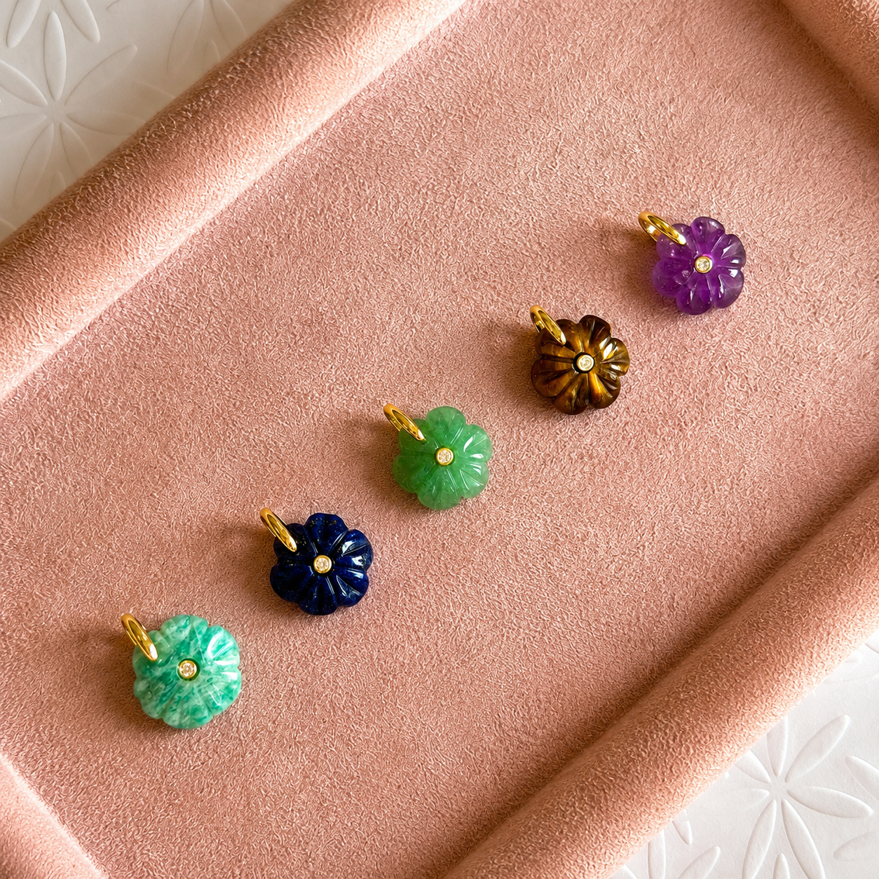 Bloomstone Flower
Natural Stone Charm