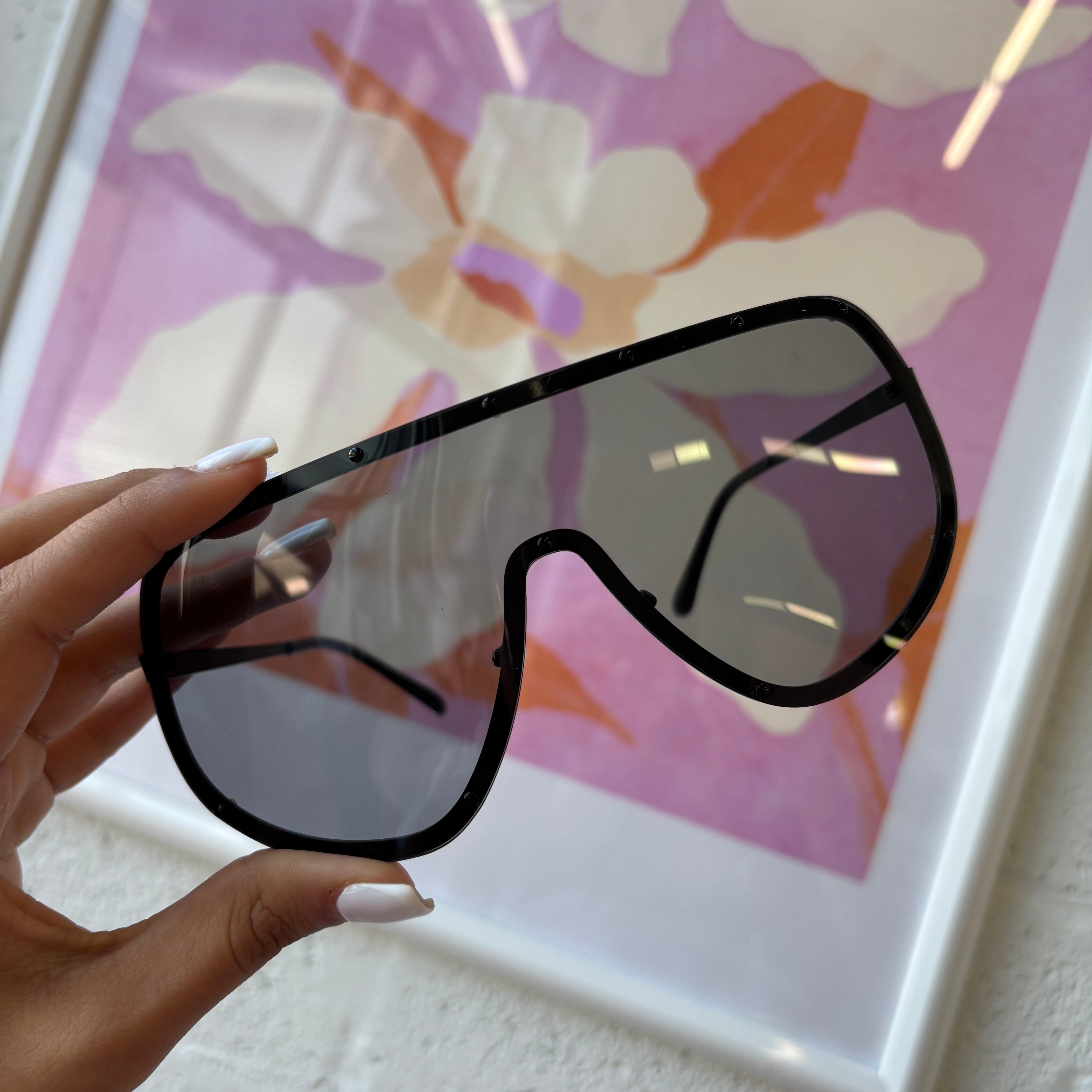 Black Luxe Shield Sunglasses