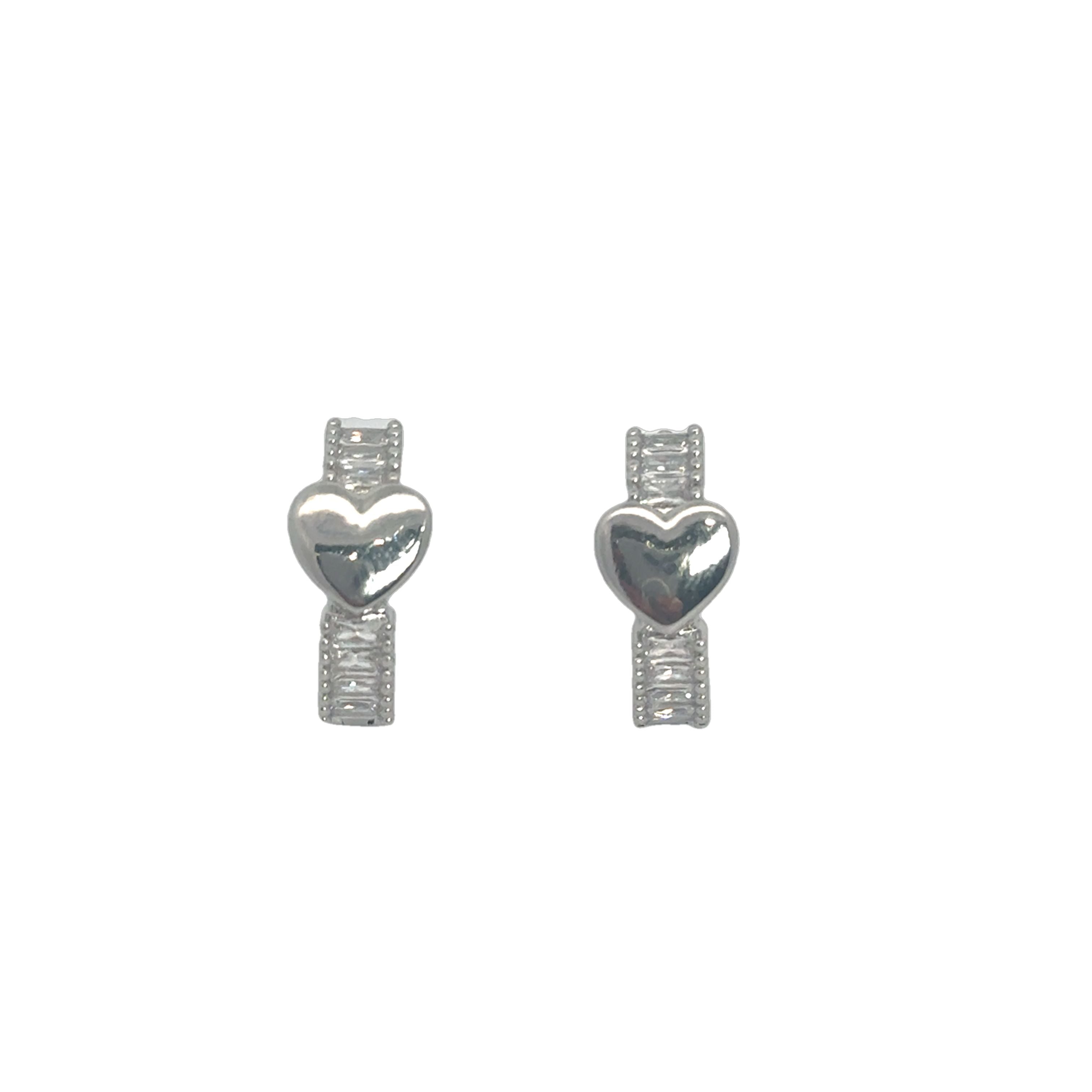 Baguette Heart Hoops