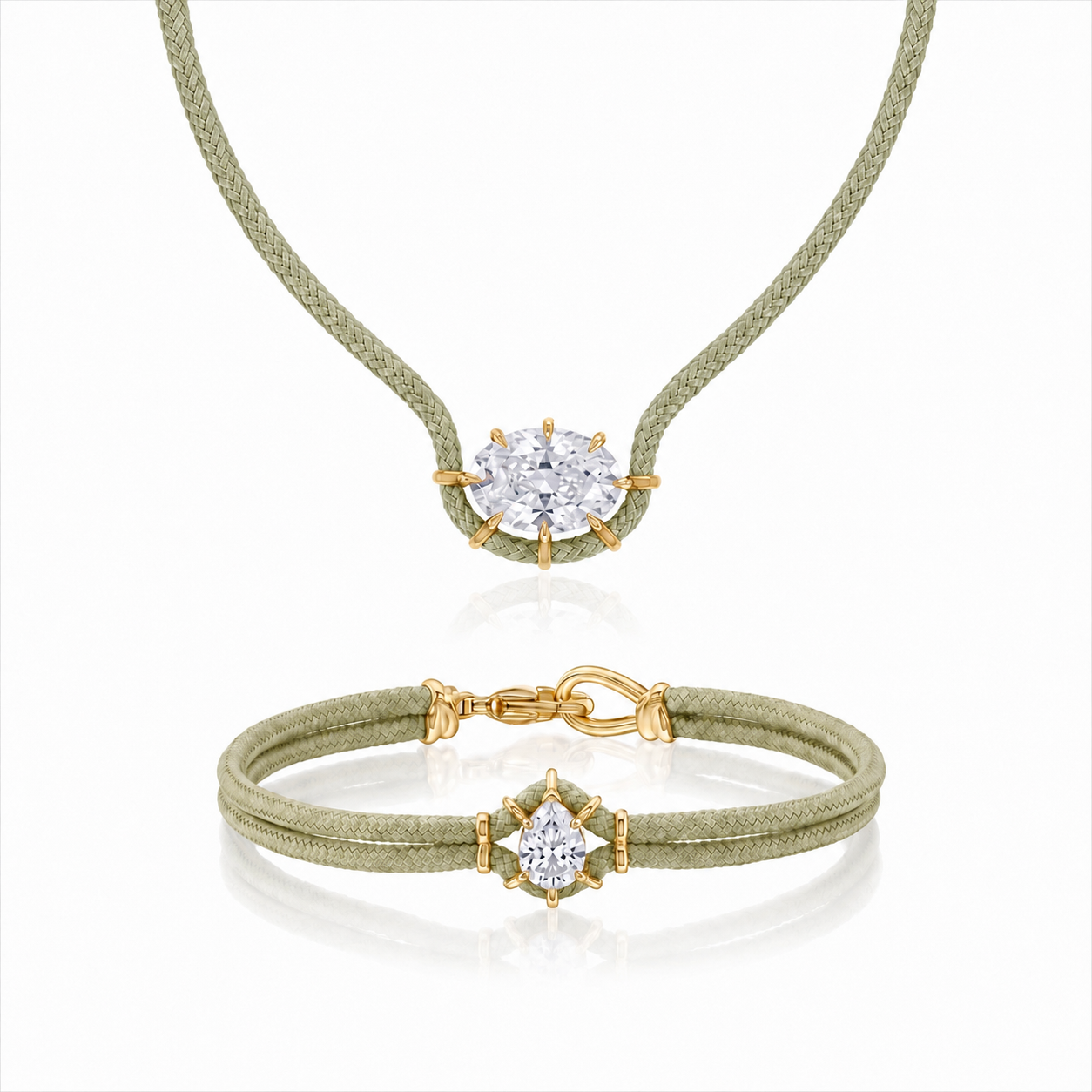 Pastel Solitaire Cord Necklace & Bracelet