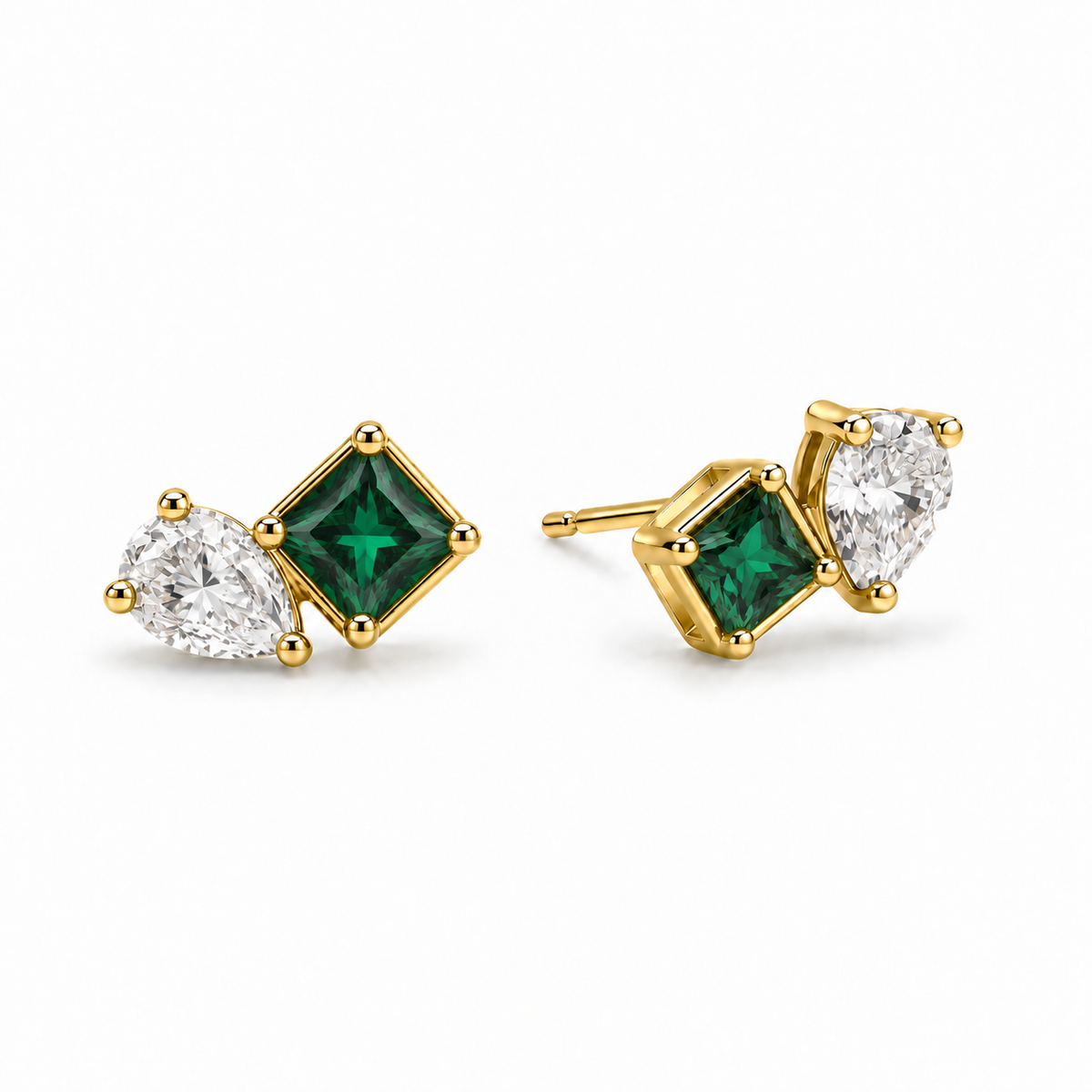 Color Duo Crystal Stud Earrings