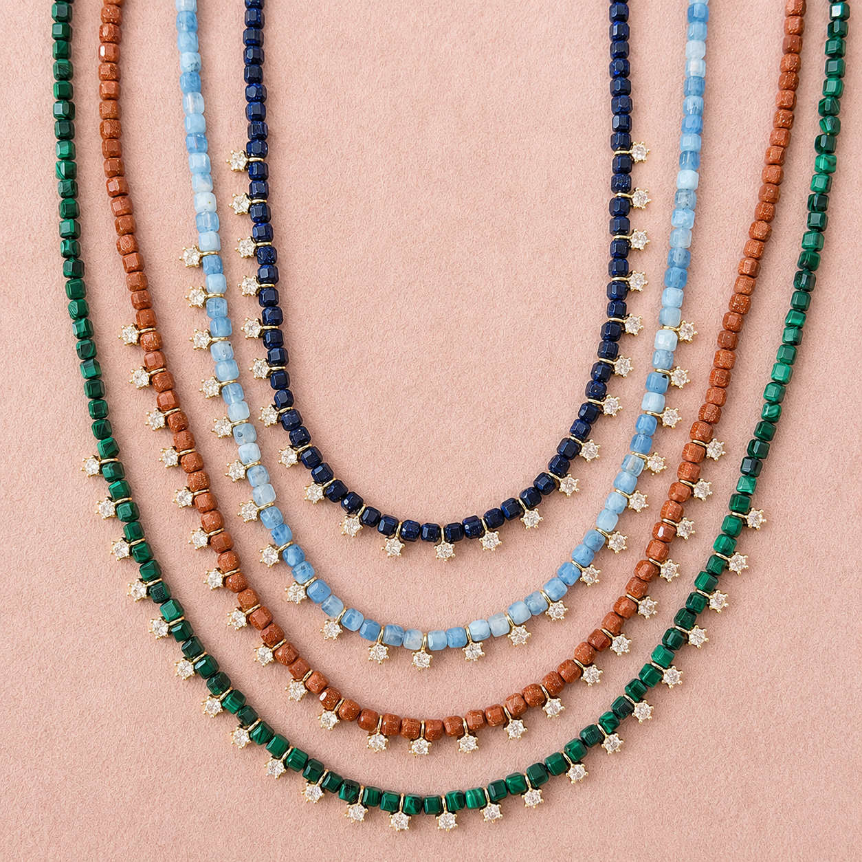 Stardust Sand Stone Beaded Necklace
