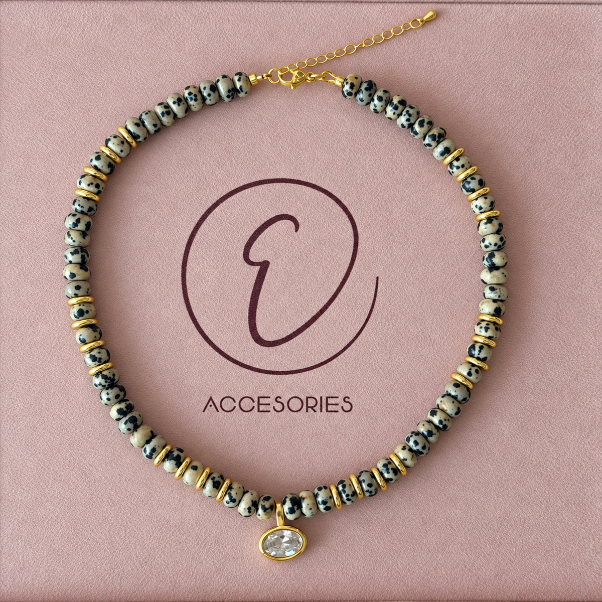 Dalmatian Crystal Drop Necklace