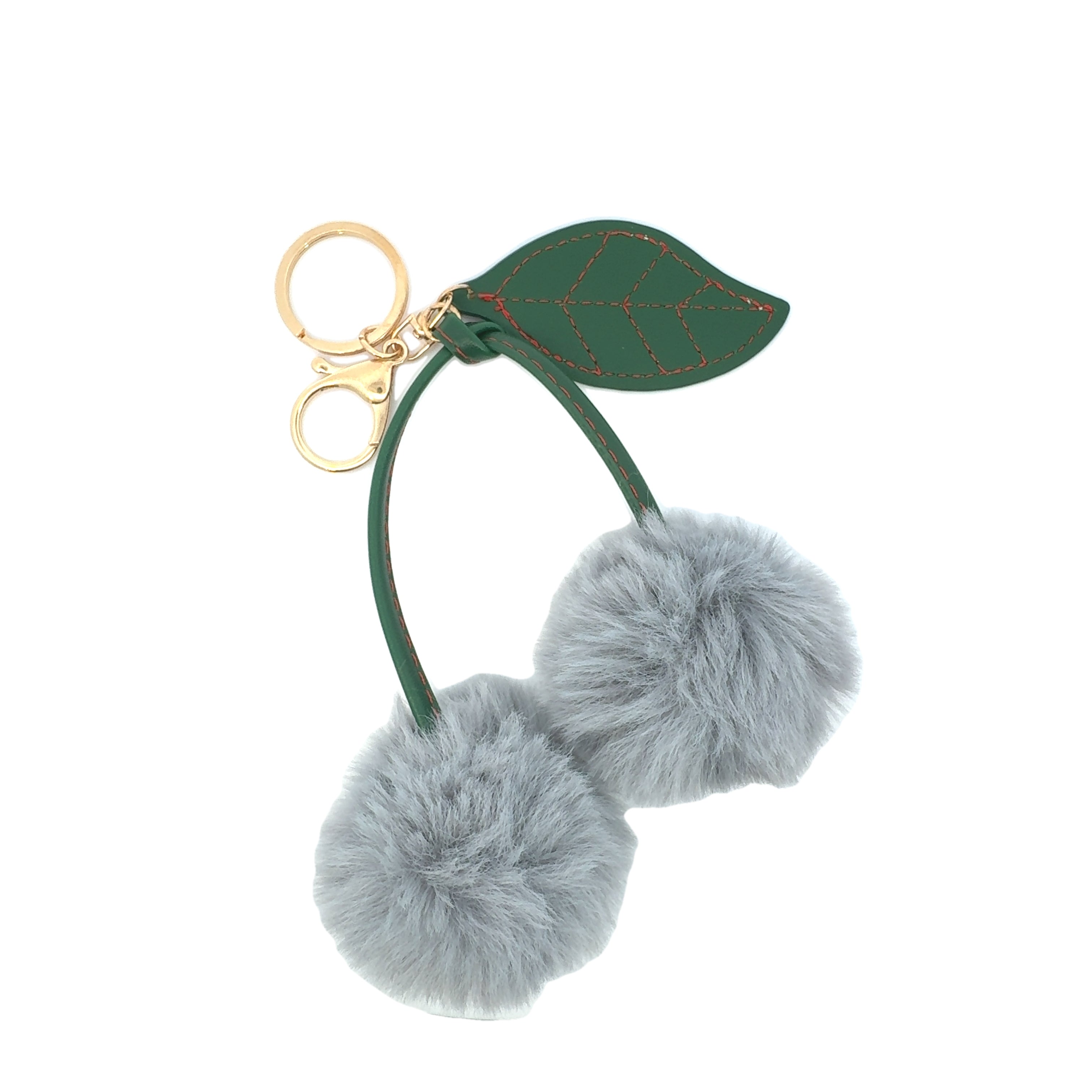 Cherry Fluffy Pom Pom Keychain