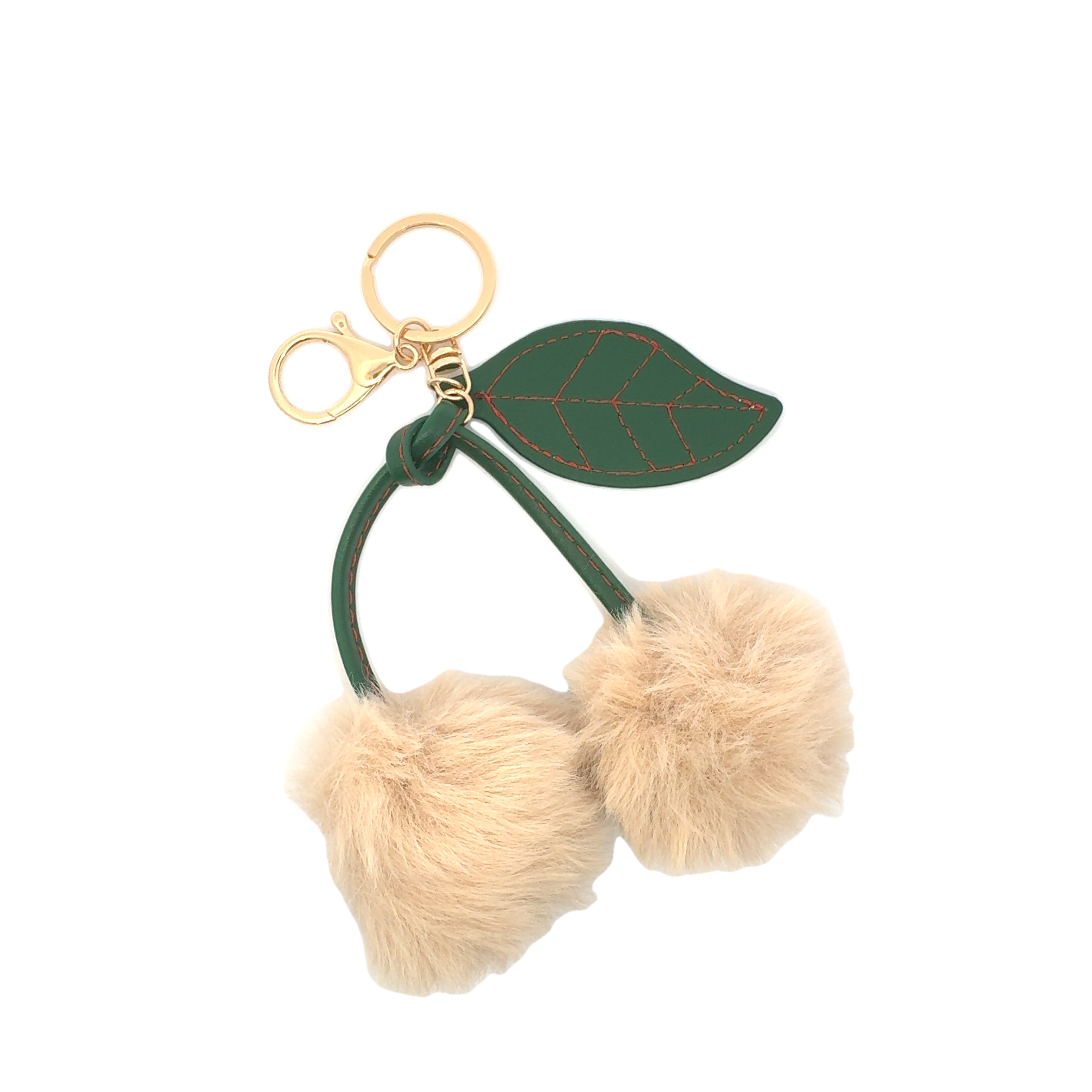Cherry Fluffy Pom Pom Keychain