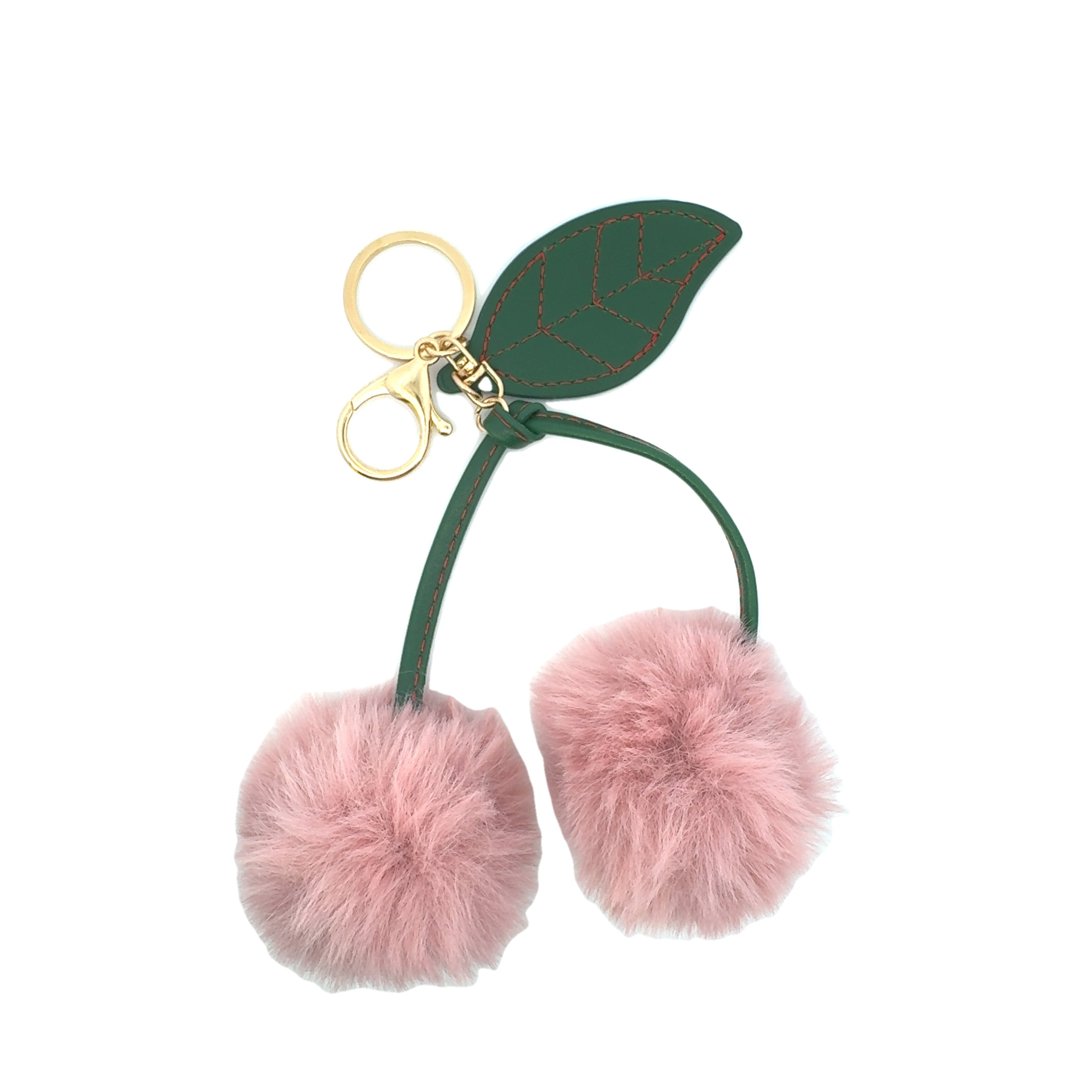 Cherry Fluffy Pom Pom Keychain