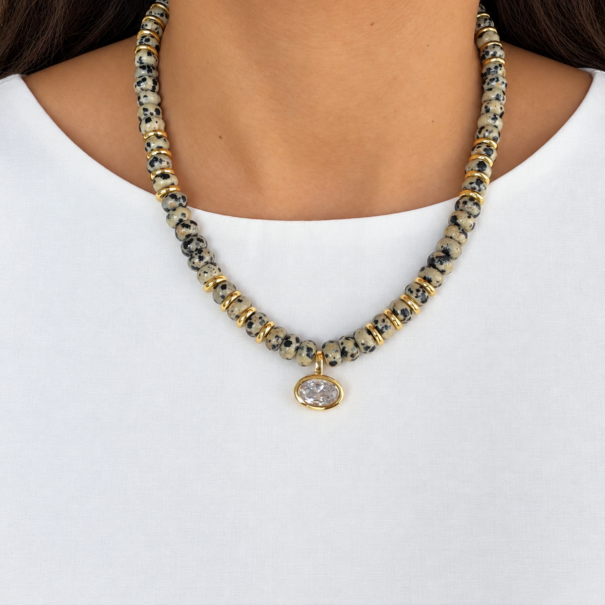 Dalmatian Crystal Drop Necklace
