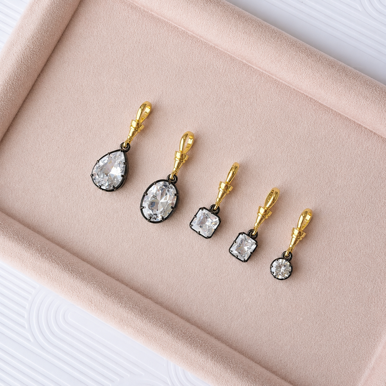 Luxe Black Solitaire Drop Charms Collection
