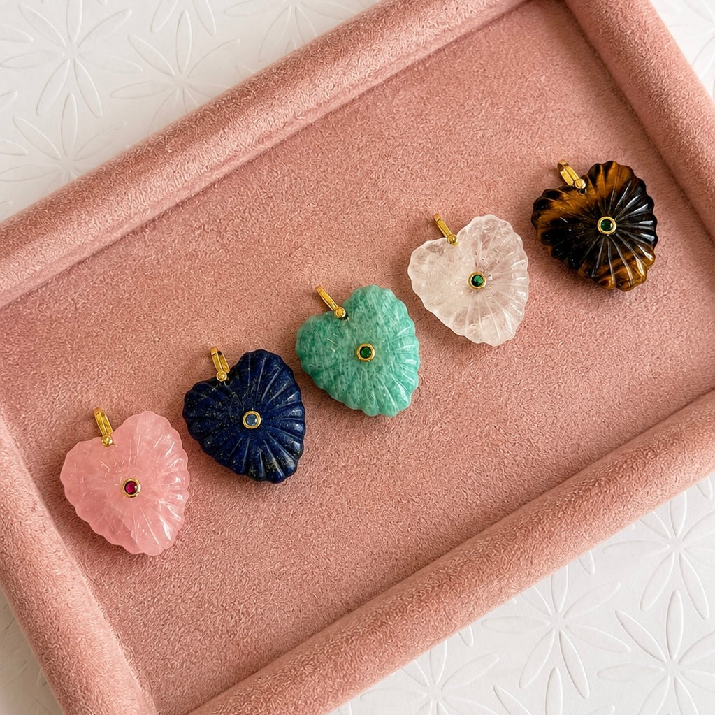 Marina Carved Natural Heart Charm