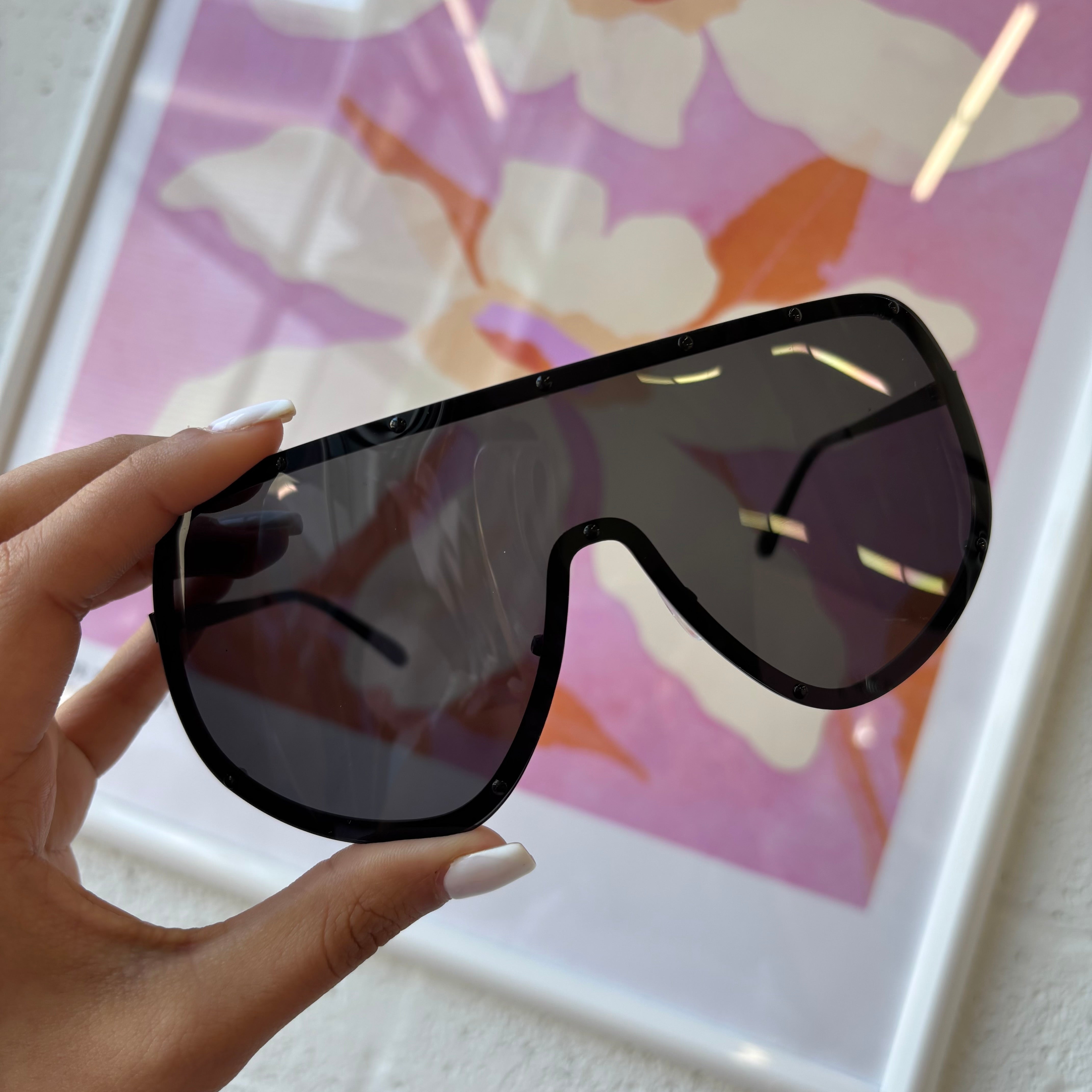 Black Luxe Shield Sunglasses