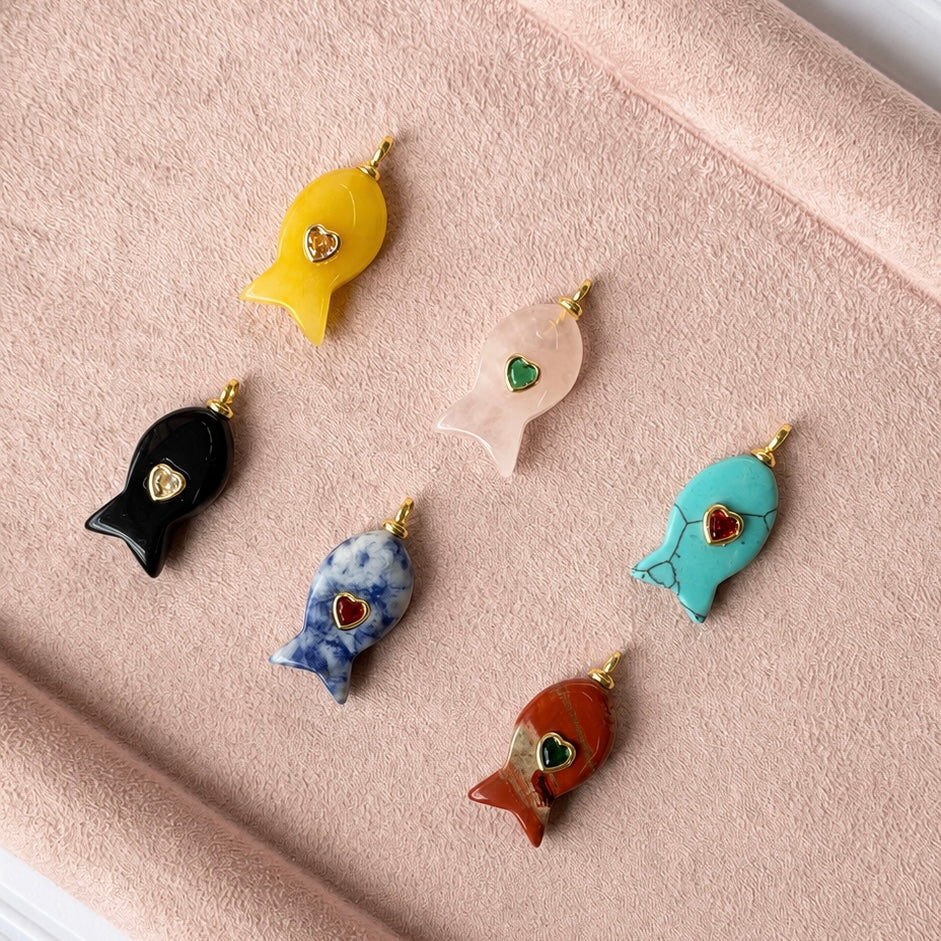 Natural Stone Fish Charm