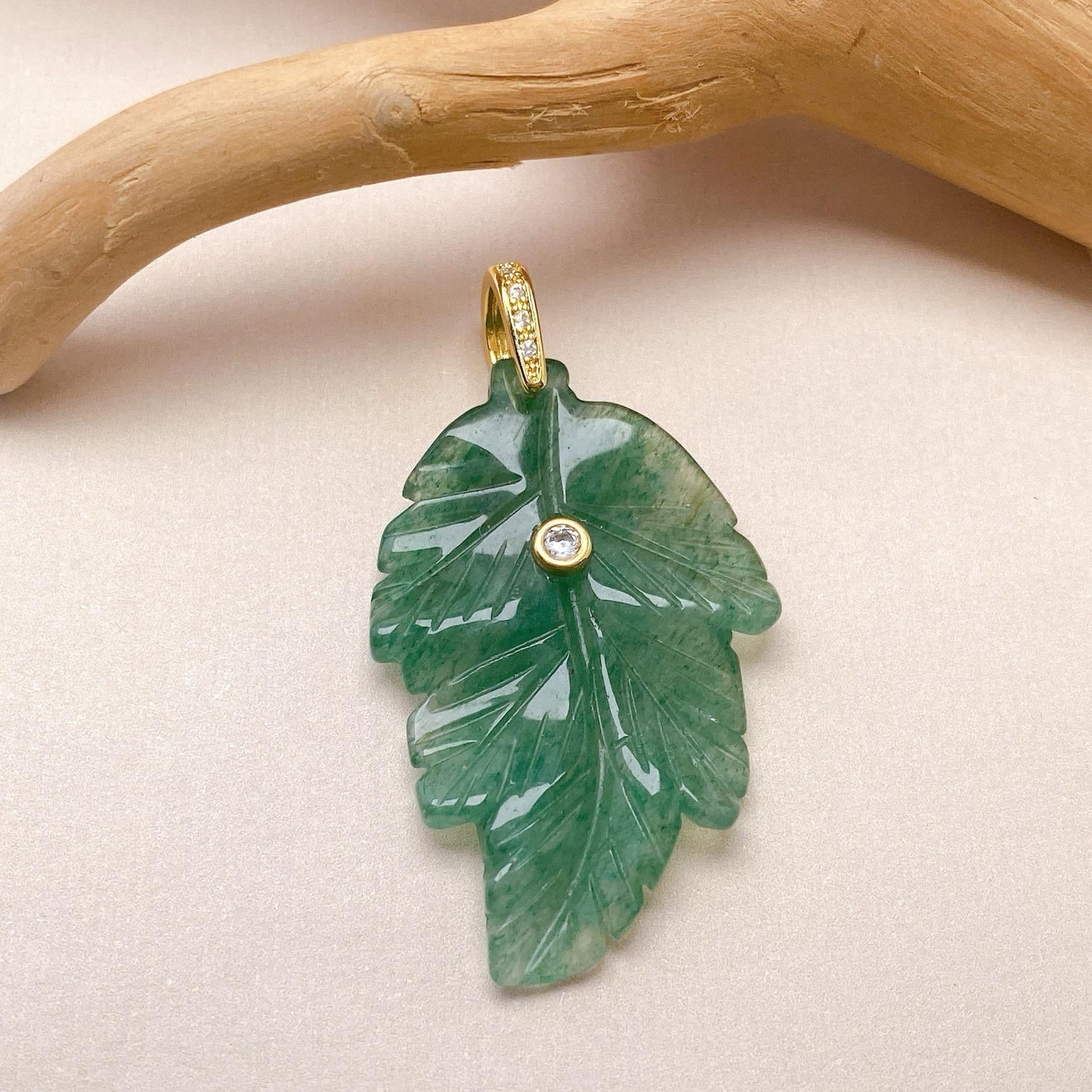 Leaf Natural Gemstone Charm