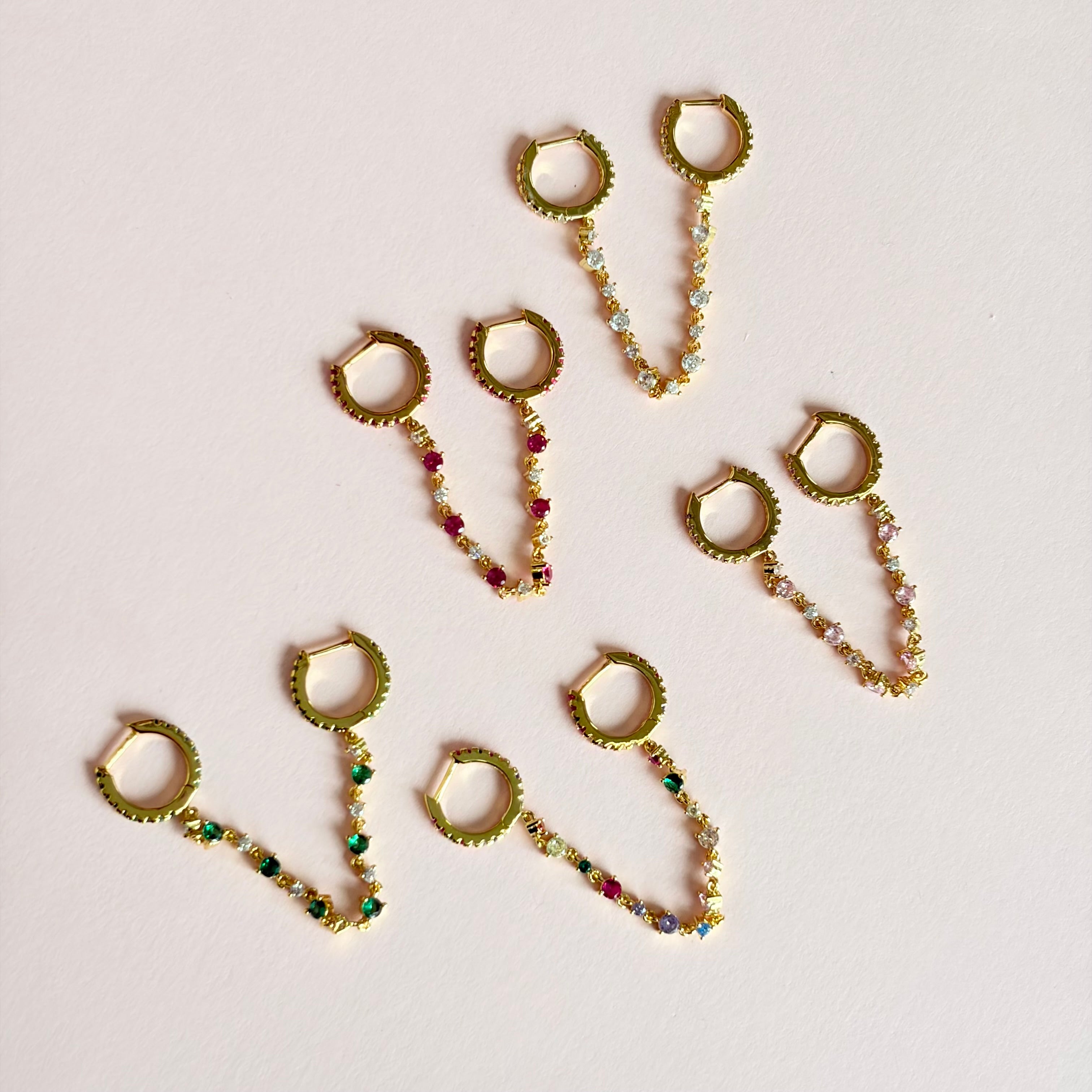 Double Crystal Color Hoops