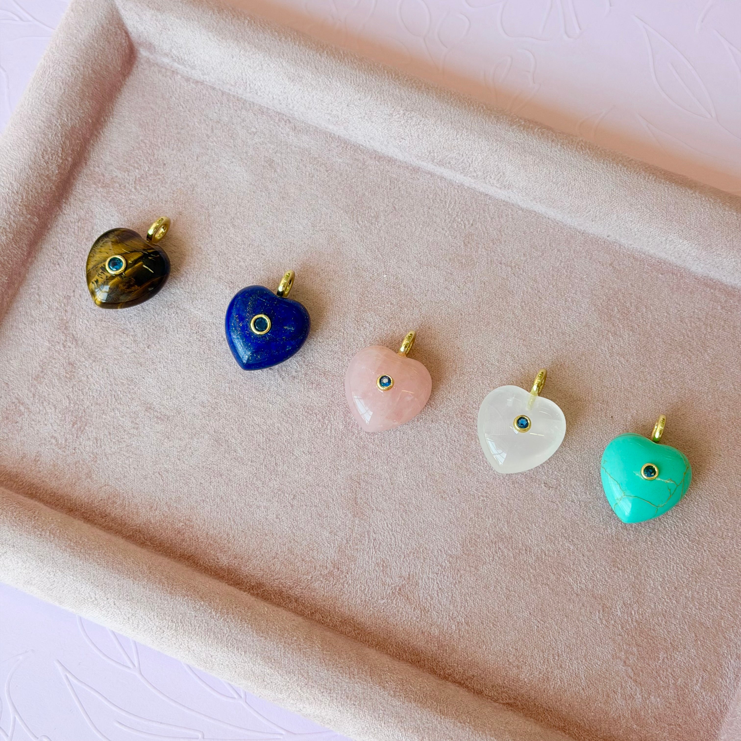 Natural Stone Puffed Heart Charm
