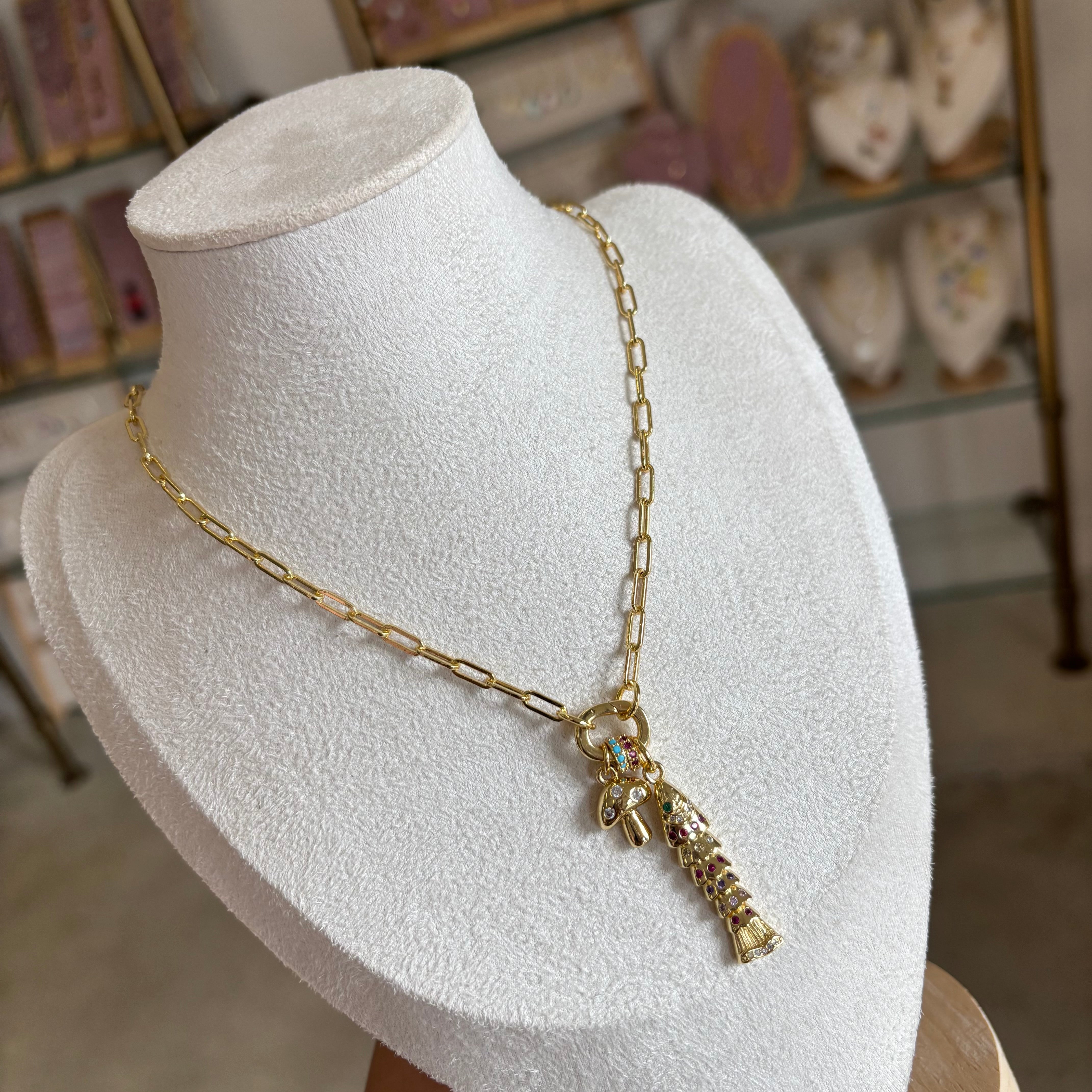 Sardine and Mushroom Necklace