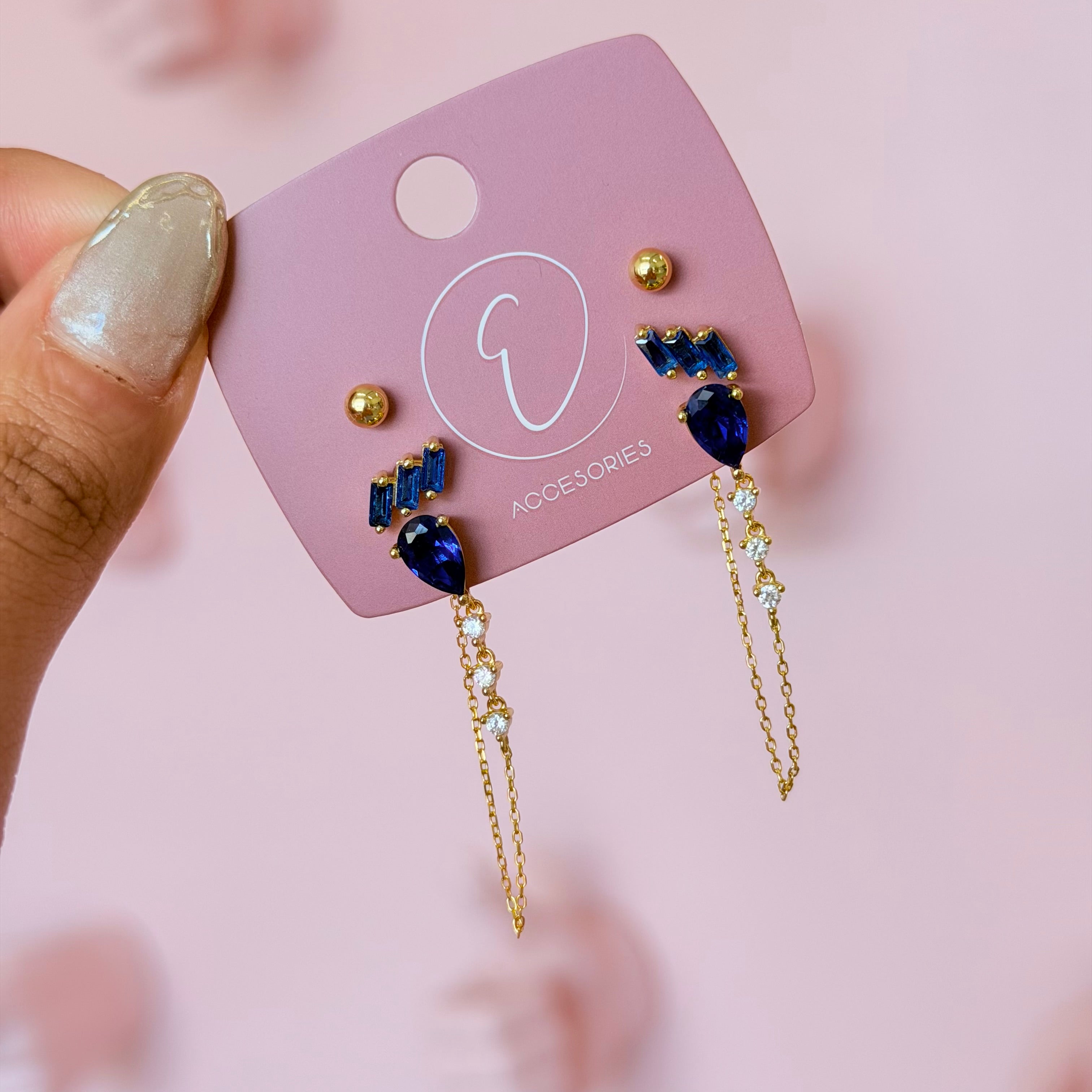 Crystal Color Chain Earring