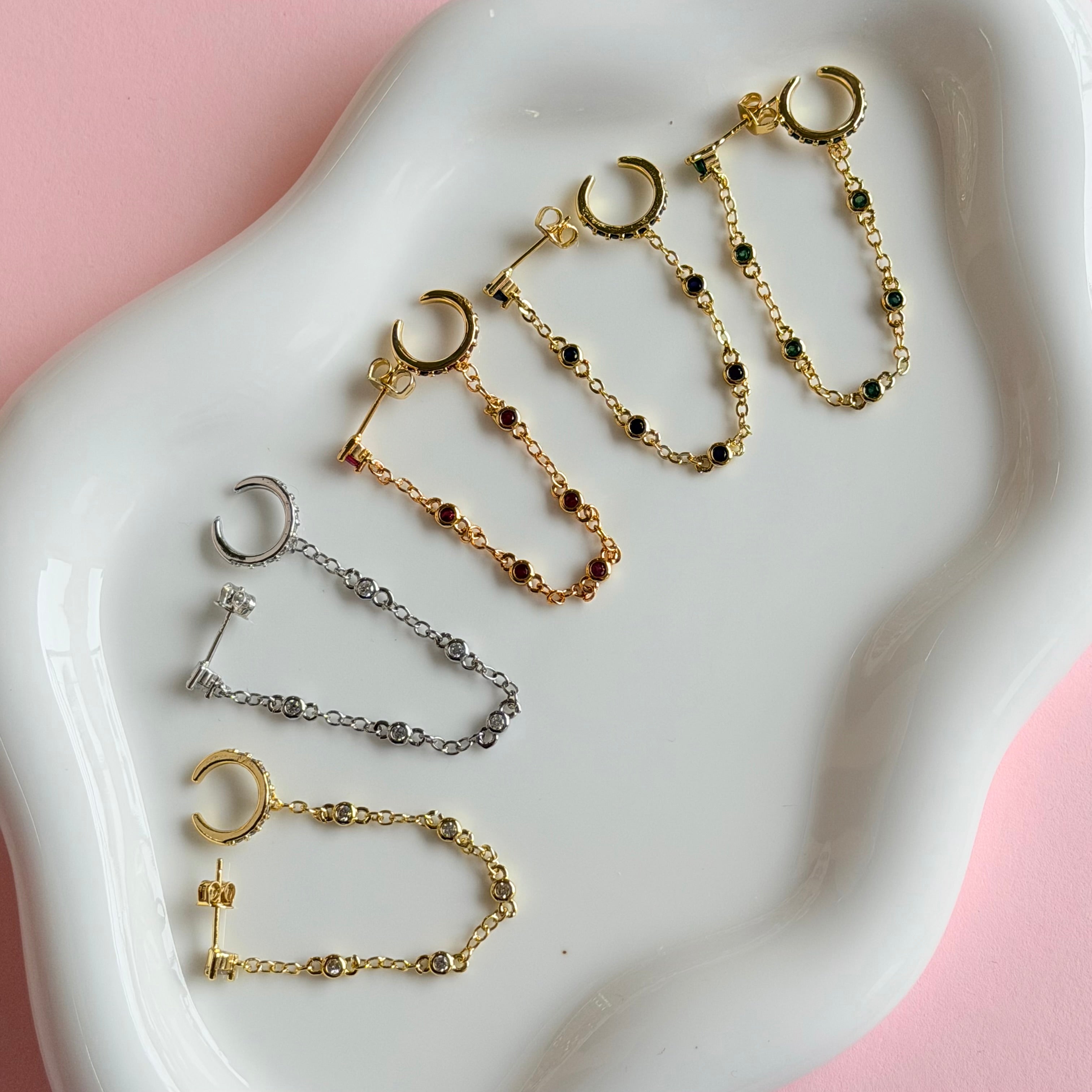 Crystals Dots Earrings Plus Earcuff