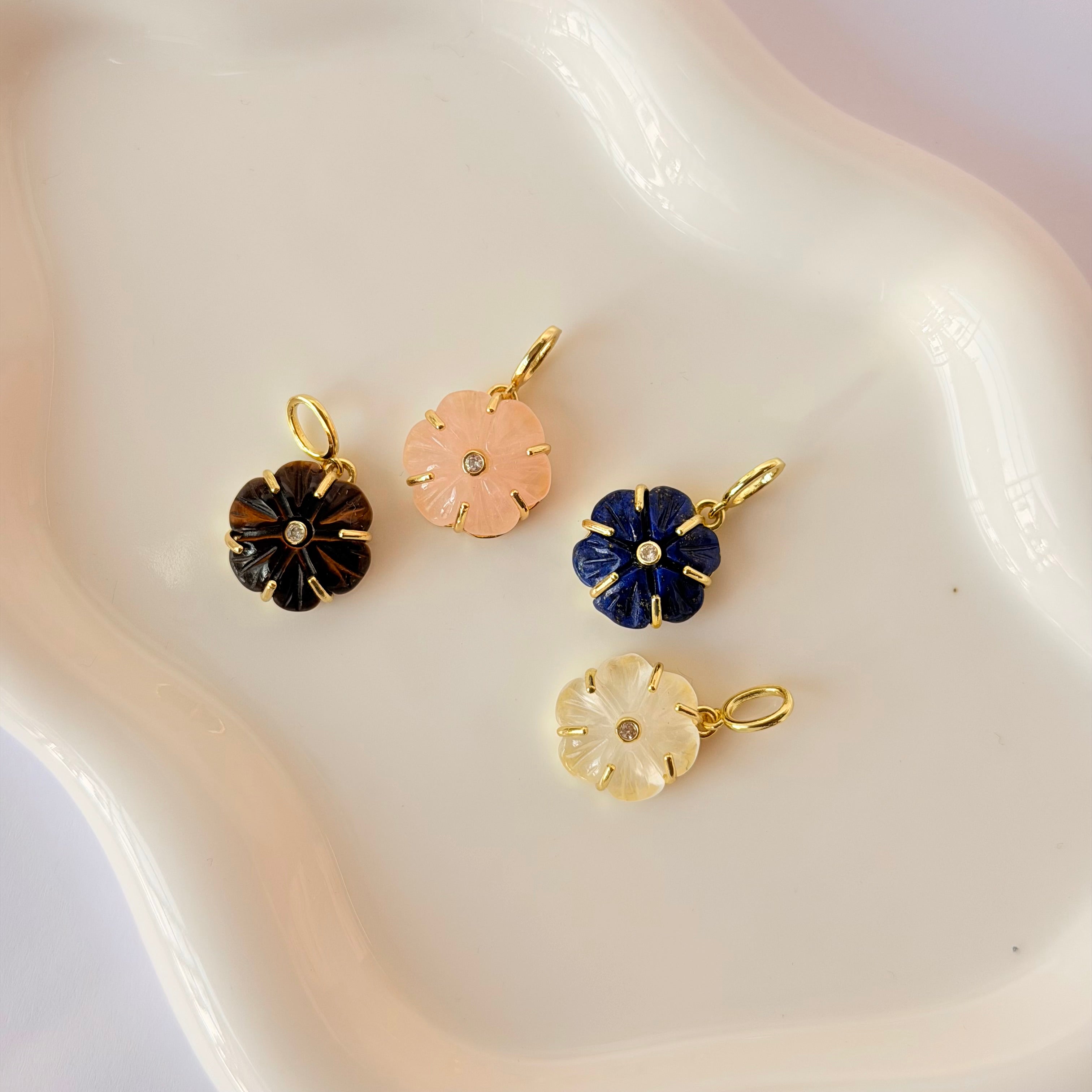 Natural Stone Flower Charm