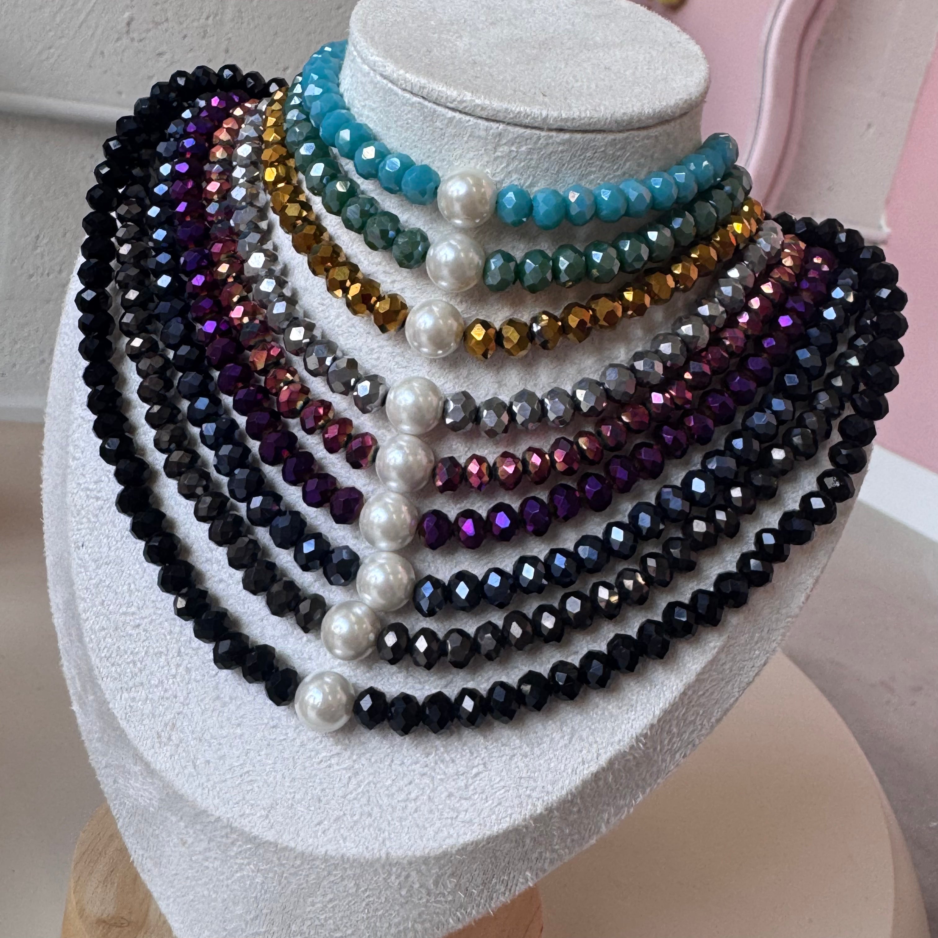 Crystals and Pearls Duo Necklace