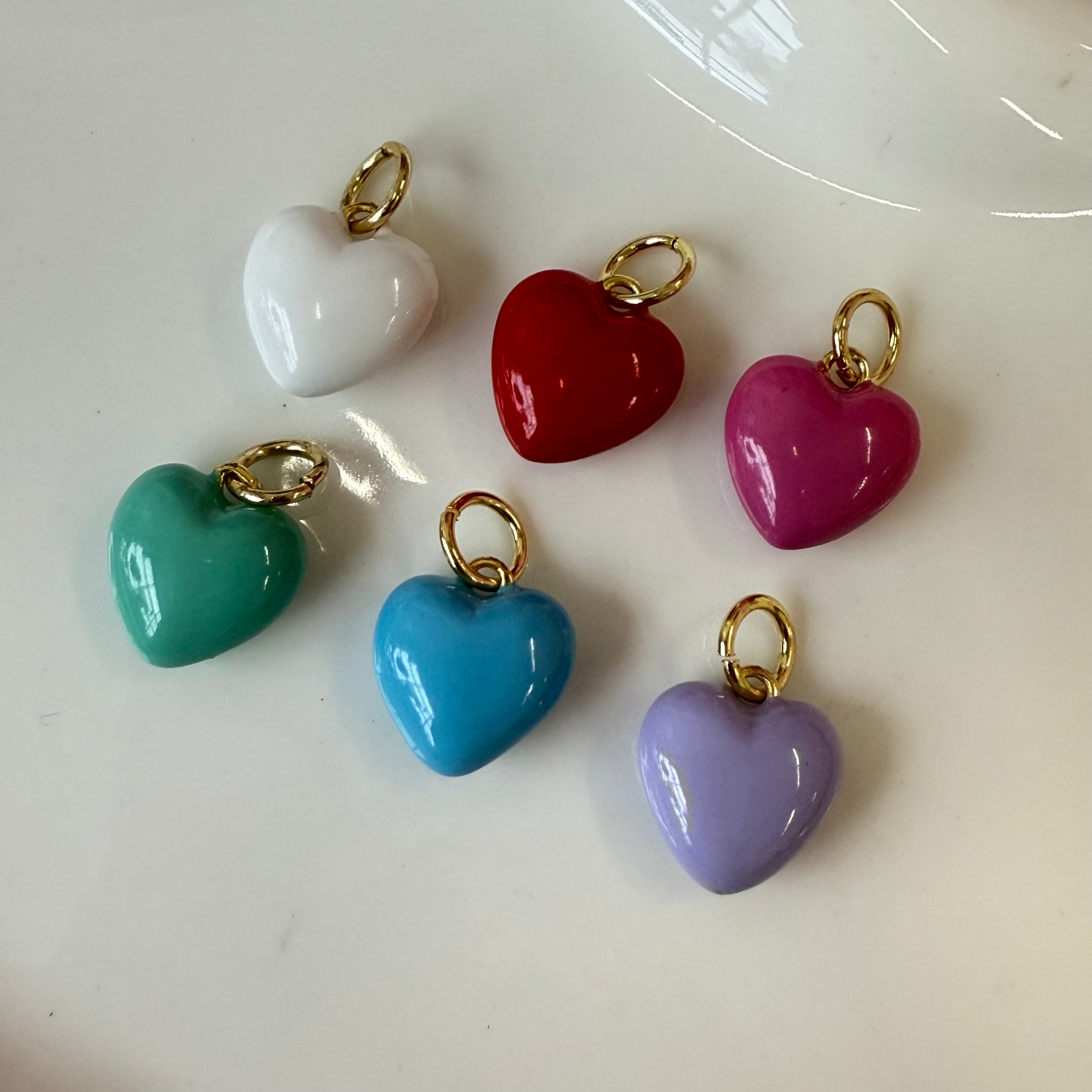 Puffed Enamel Heart Charm