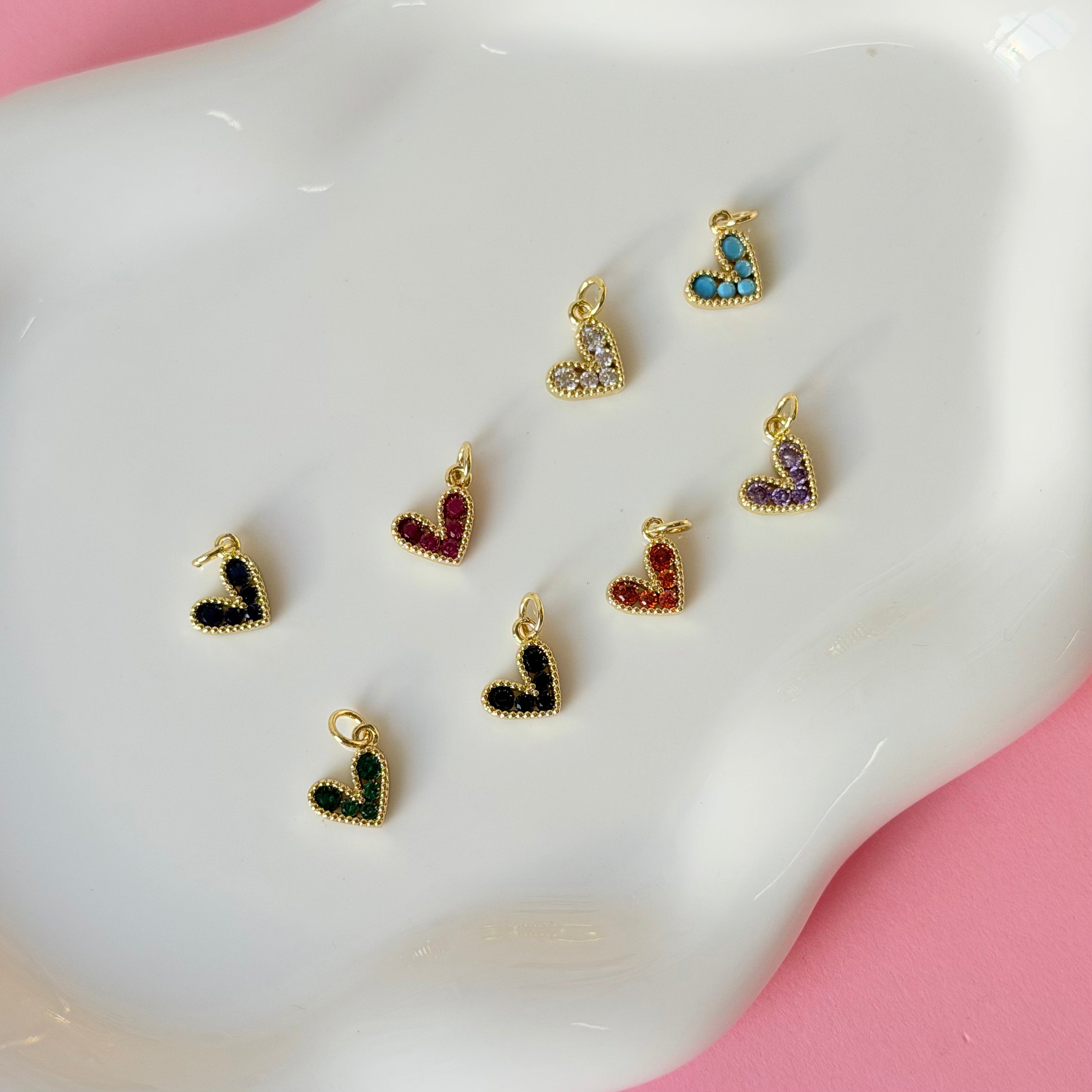 Little Crystal Hearts Charms